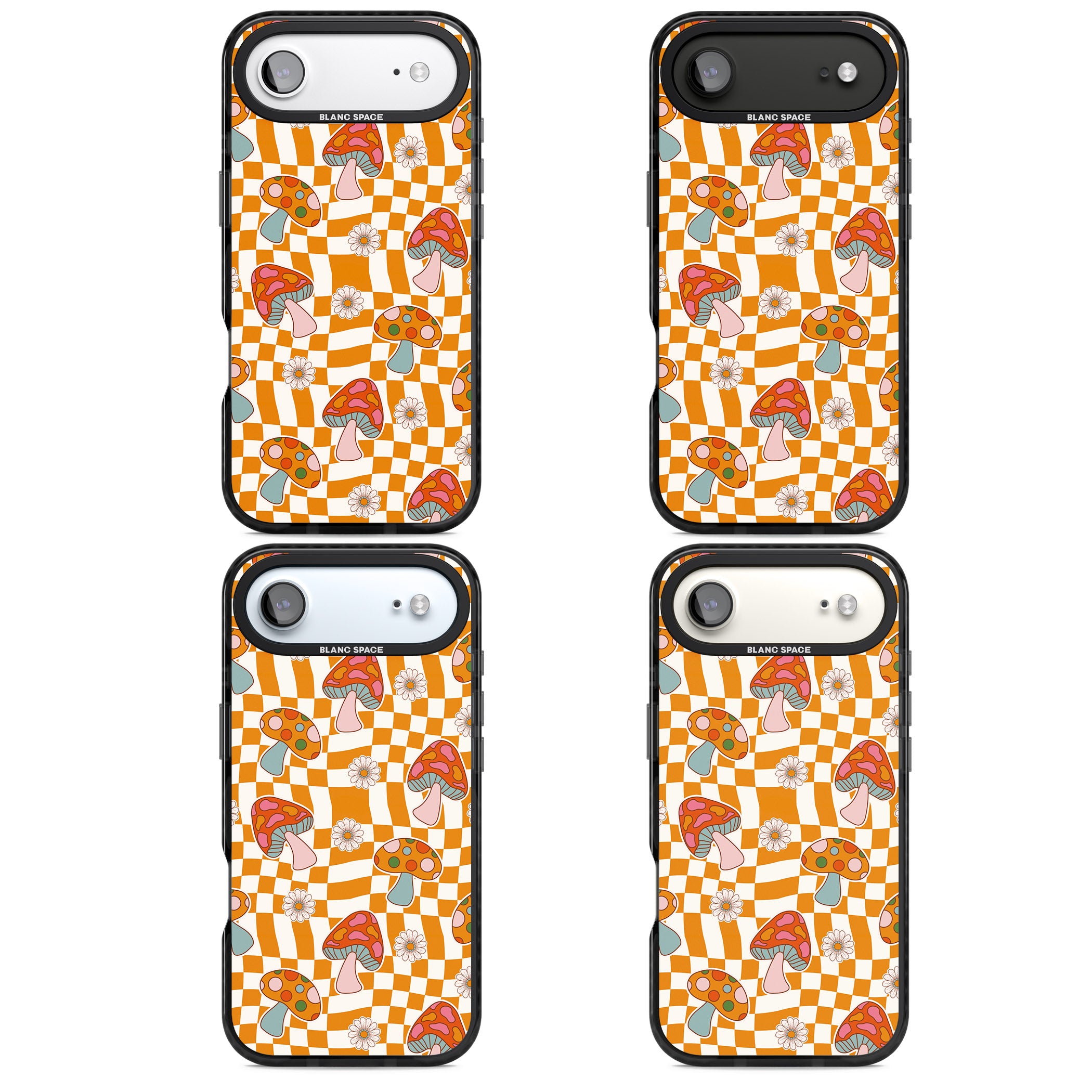 Wavy Checked Shrooms iPhone 17 Air Impact Black Phone Case APT Impact Protection