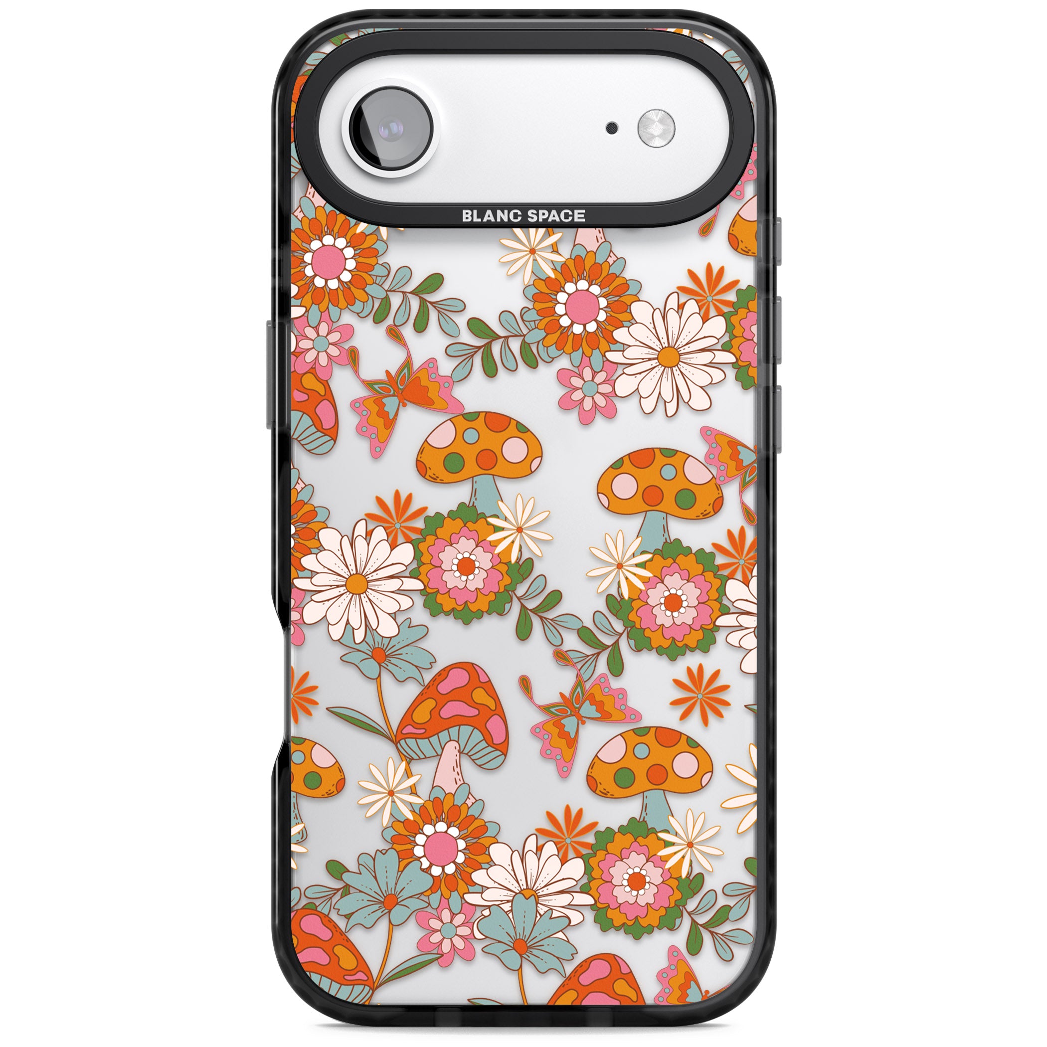 Groovy Shrooms & Flowers iPhone 17 Air Impact Black Phone Case