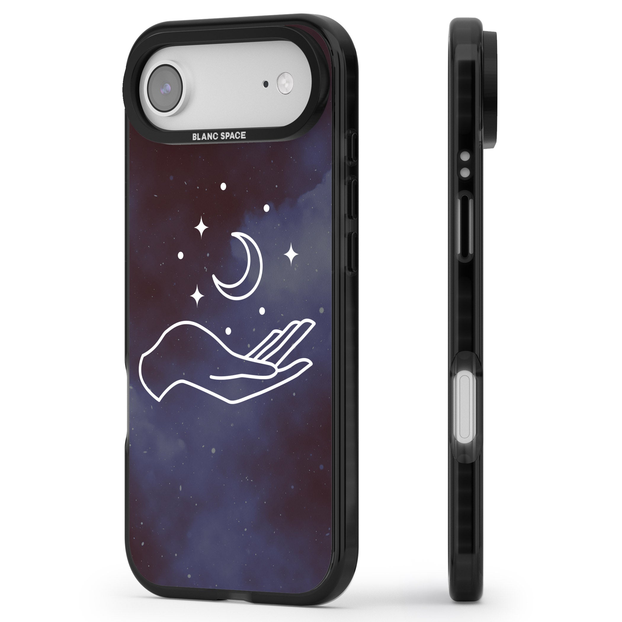 Celestial Hand & Moon iPhone 17 Air Impact Black Phone Case Side Profile