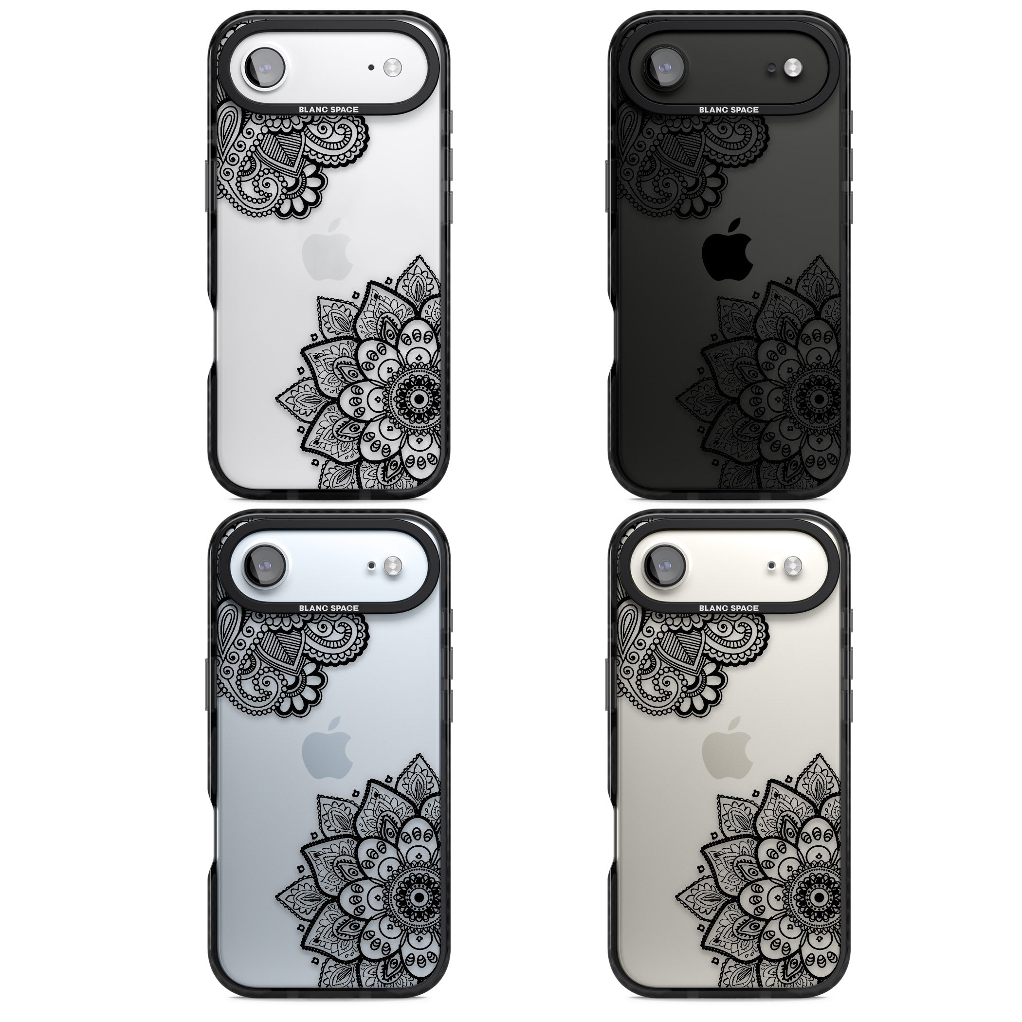 Black Henna Florals iPhone 17 Air Impact Black Phone Case APT Impact Protection