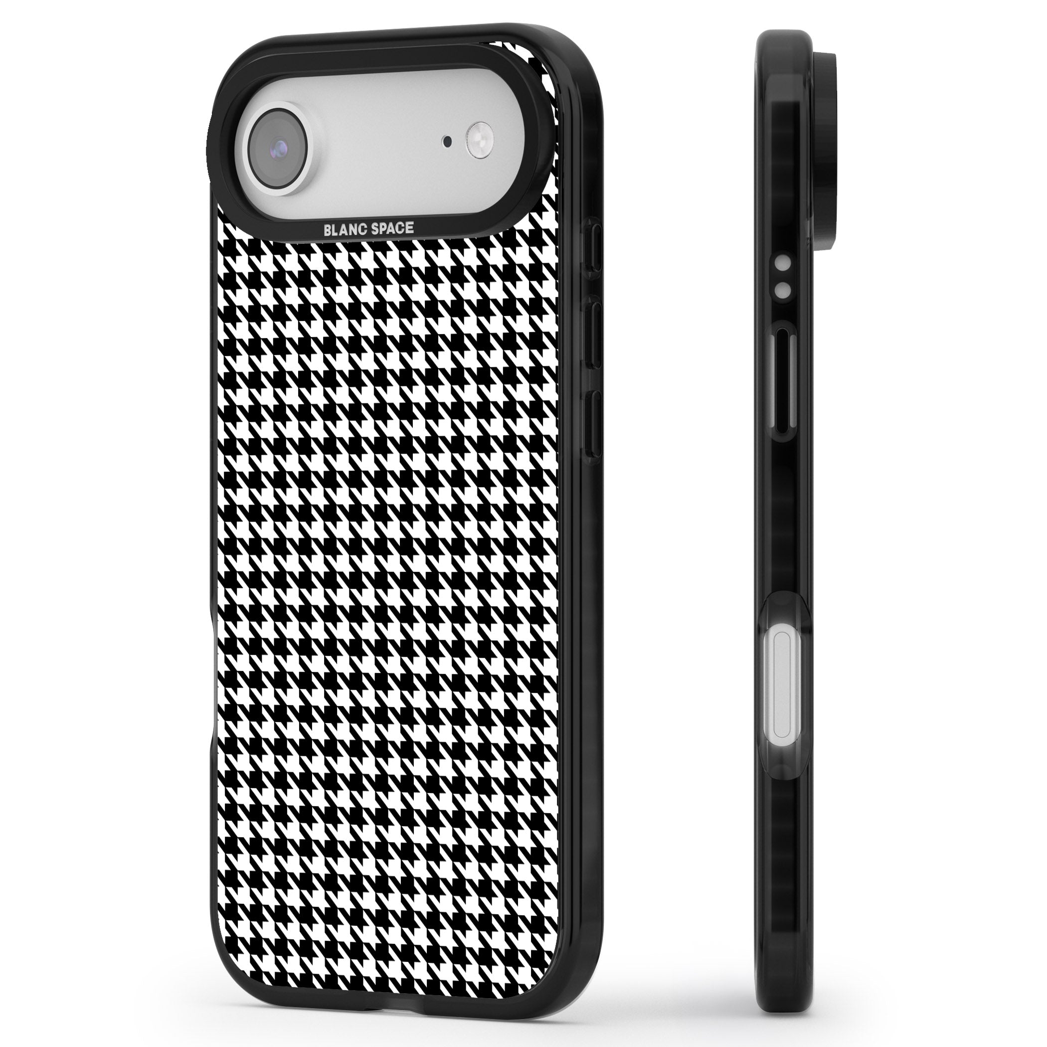 Black Houndstooth Pattern iPhone 17 Air Impact Black Phone Case Side Profile