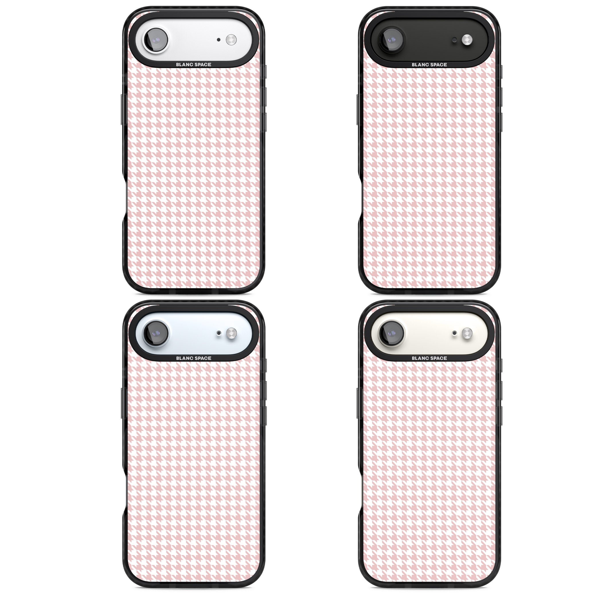 Pink Houndstooth Pattern iPhone 17 Air Impact Black Phone Case APT Impact Protection