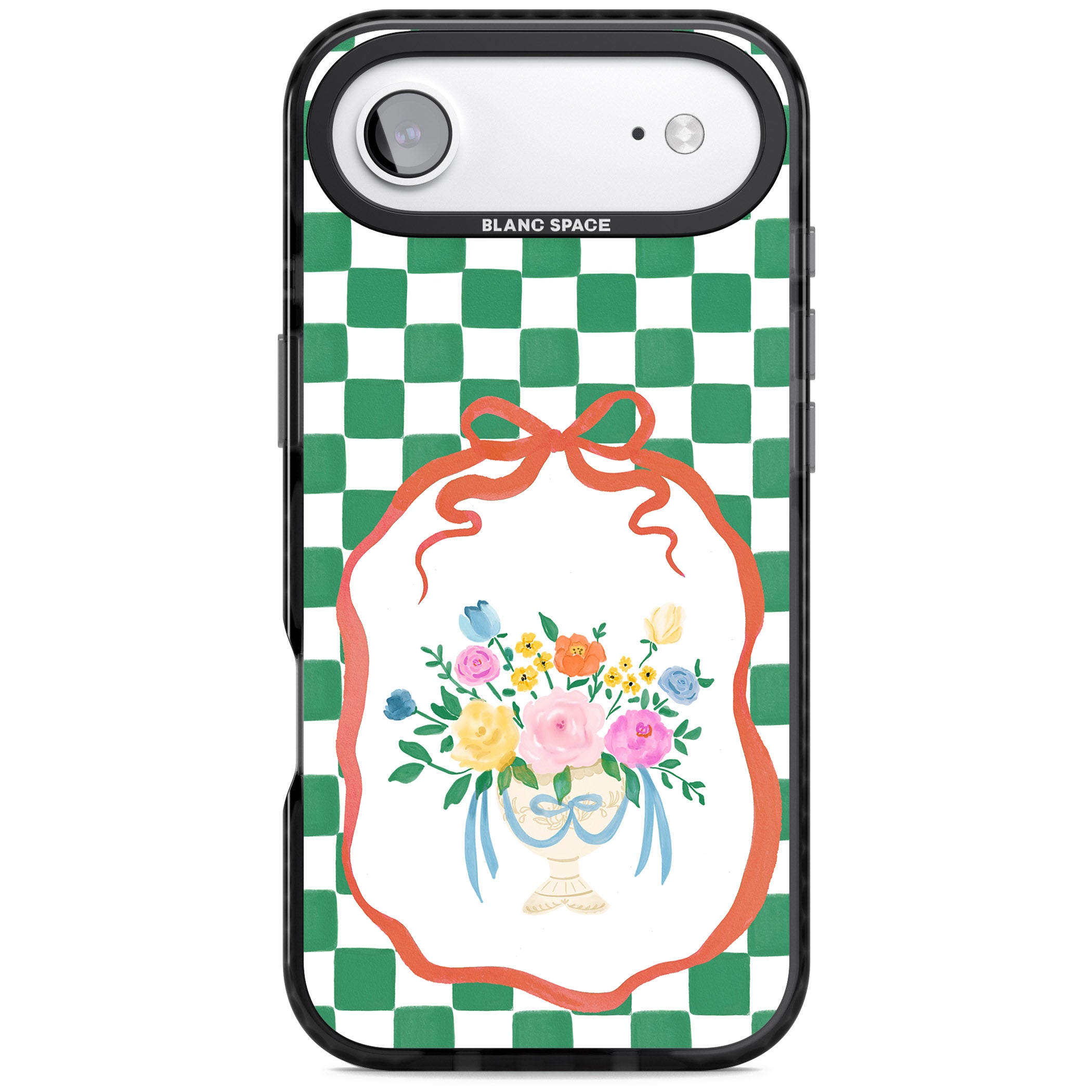 Green Checked Bouquet iPhone 17 Air Impact Black Phone Case