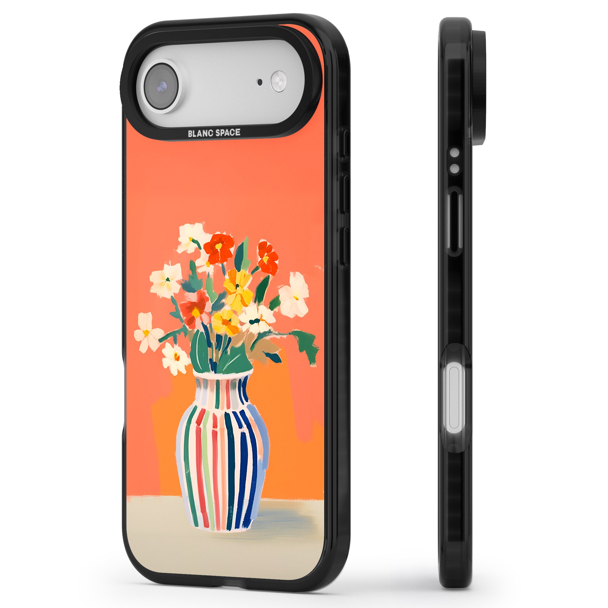 Coral Flower Vase iPhone 17 Air Impact Black Phone Case Side Profile