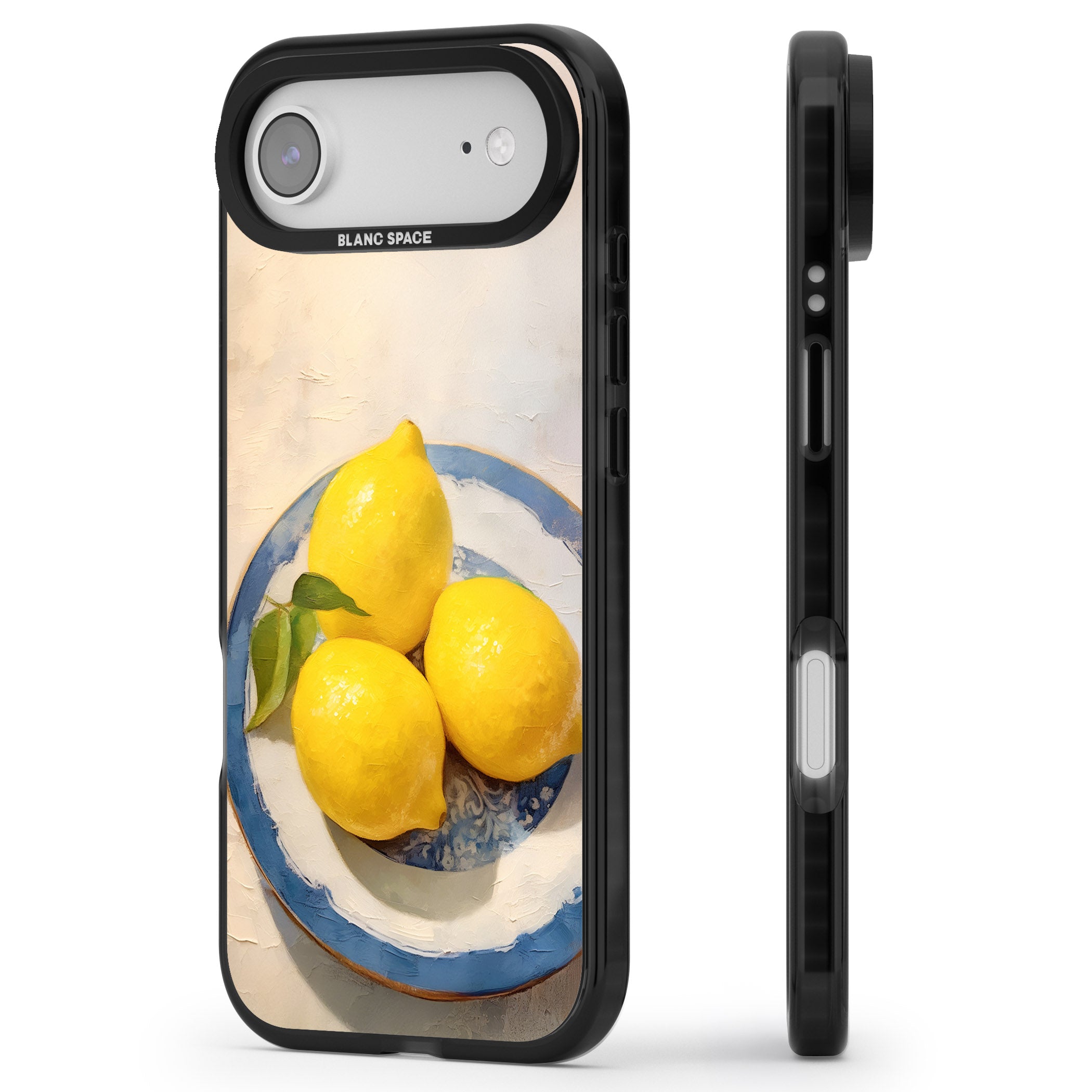 Lemons on Porcelain iPhone 17 Air Impact Black Phone Case Side Profile