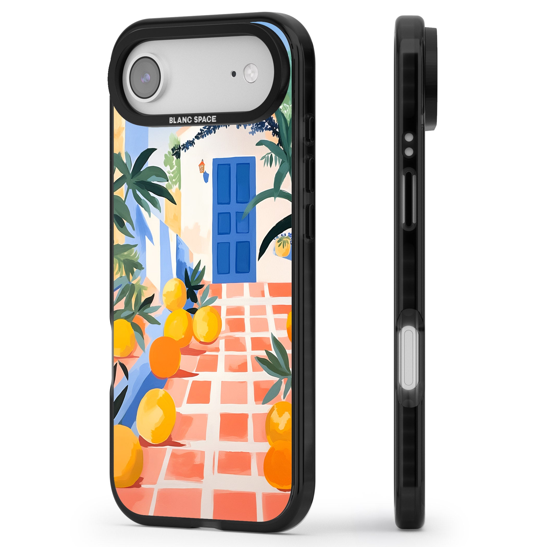 Greek Courtyard iPhone 17 Air Impact Black Phone Case Side Profile