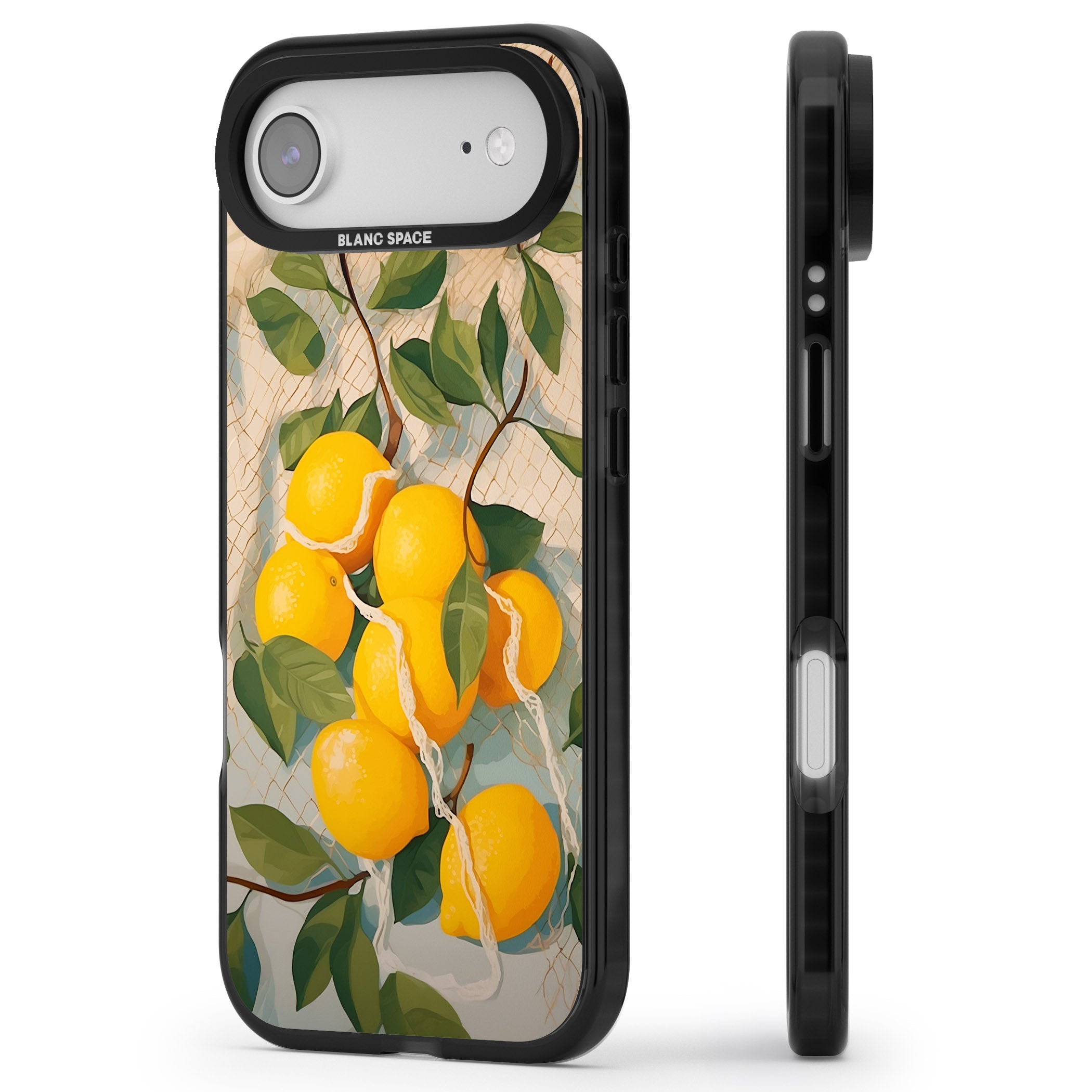 Lemon Vines iPhone 17 Air Impact Black Phone Case Side Profile