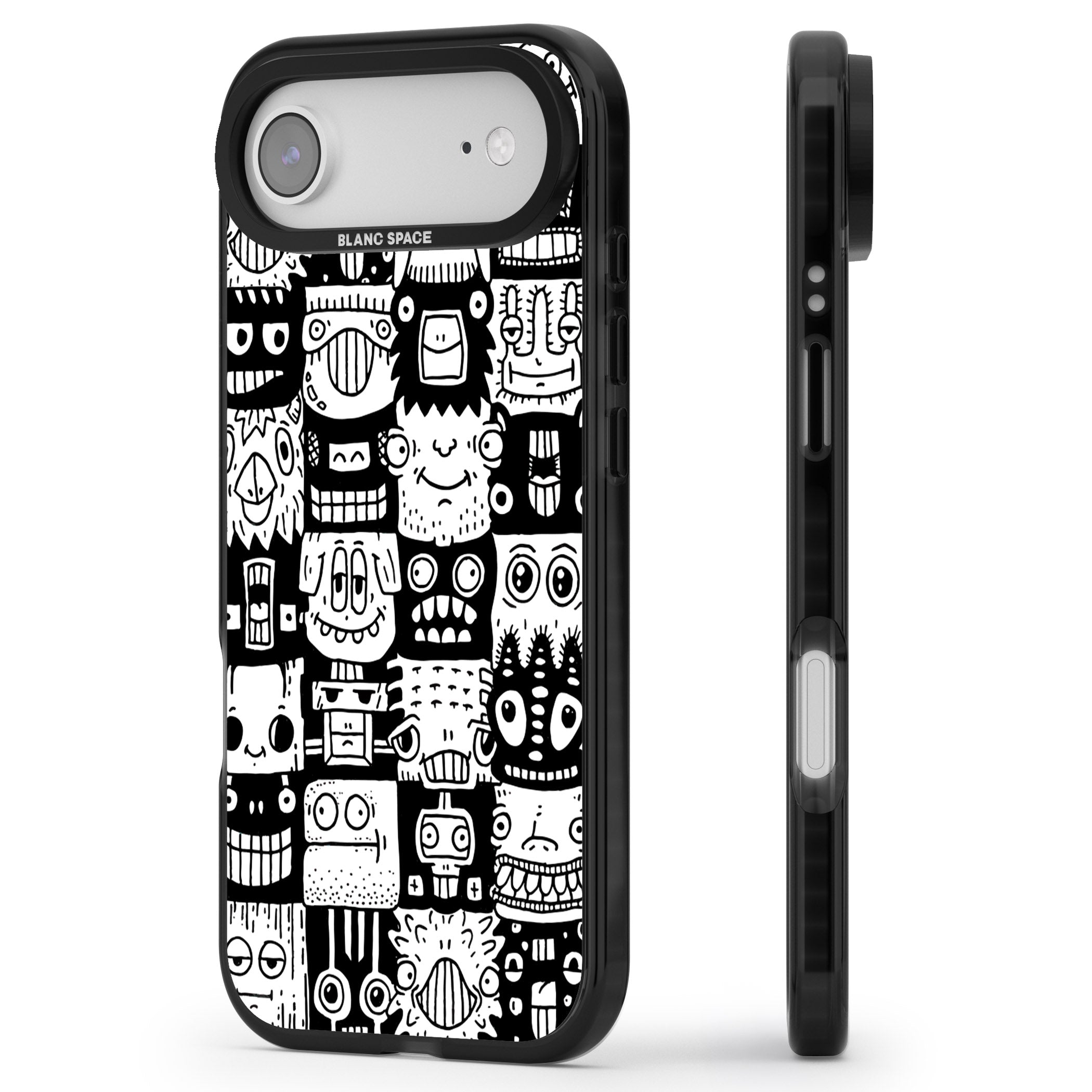 Checkerboard Heads iPhone 17 Air Impact Black Phone Case Side Profile