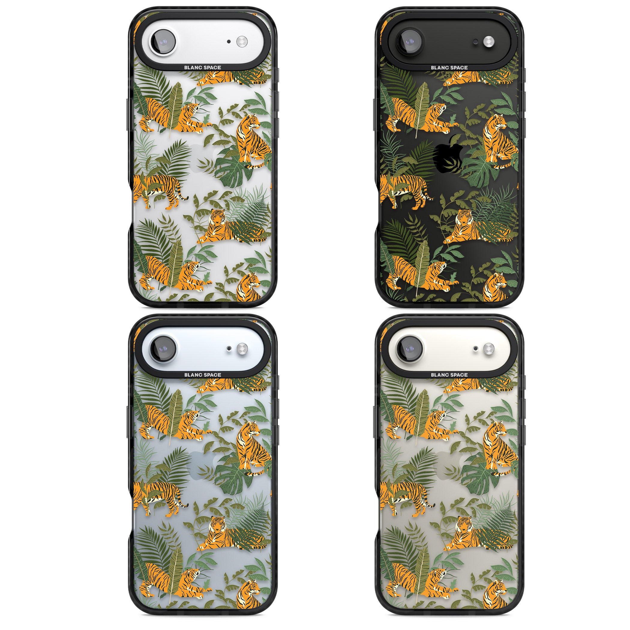 Tiger & Fern Jungle iPhone 17 Air Impact Black Phone Case APT Impact Protection