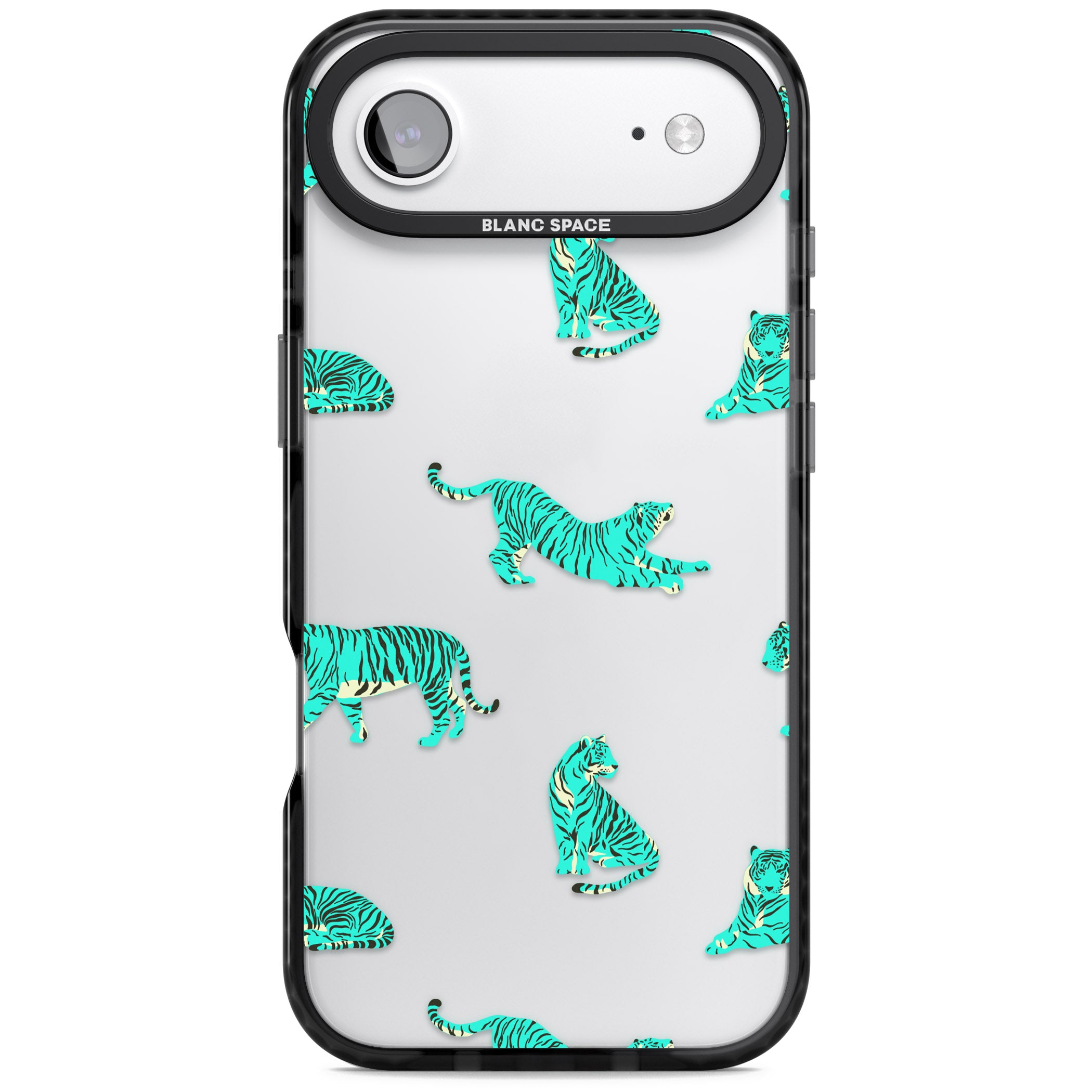 Turquoise Tiger iPhone 17 Air Impact Black Phone Case