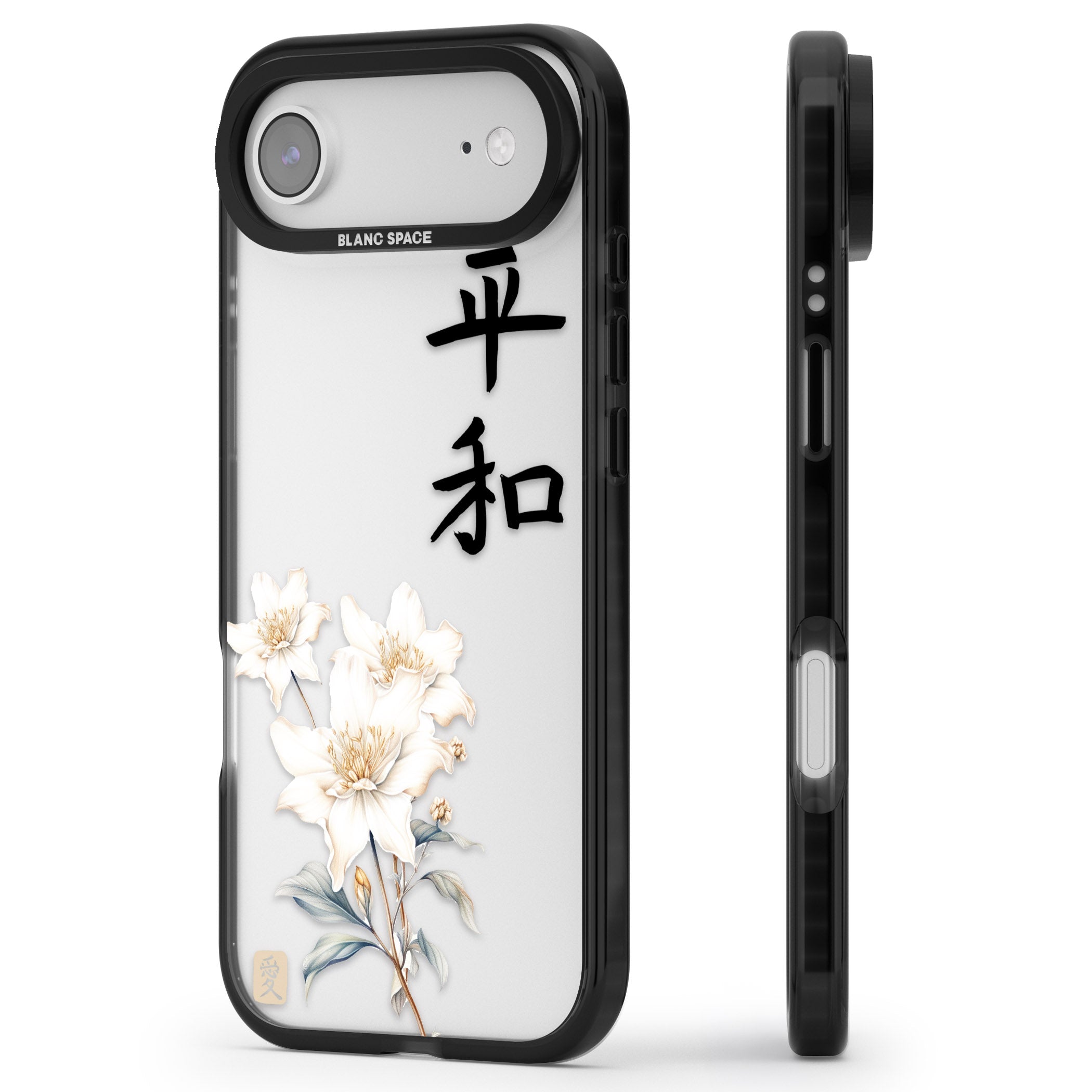 Peace And Flowers iPhone 17 Air Impact Black Phone Case Side Profile