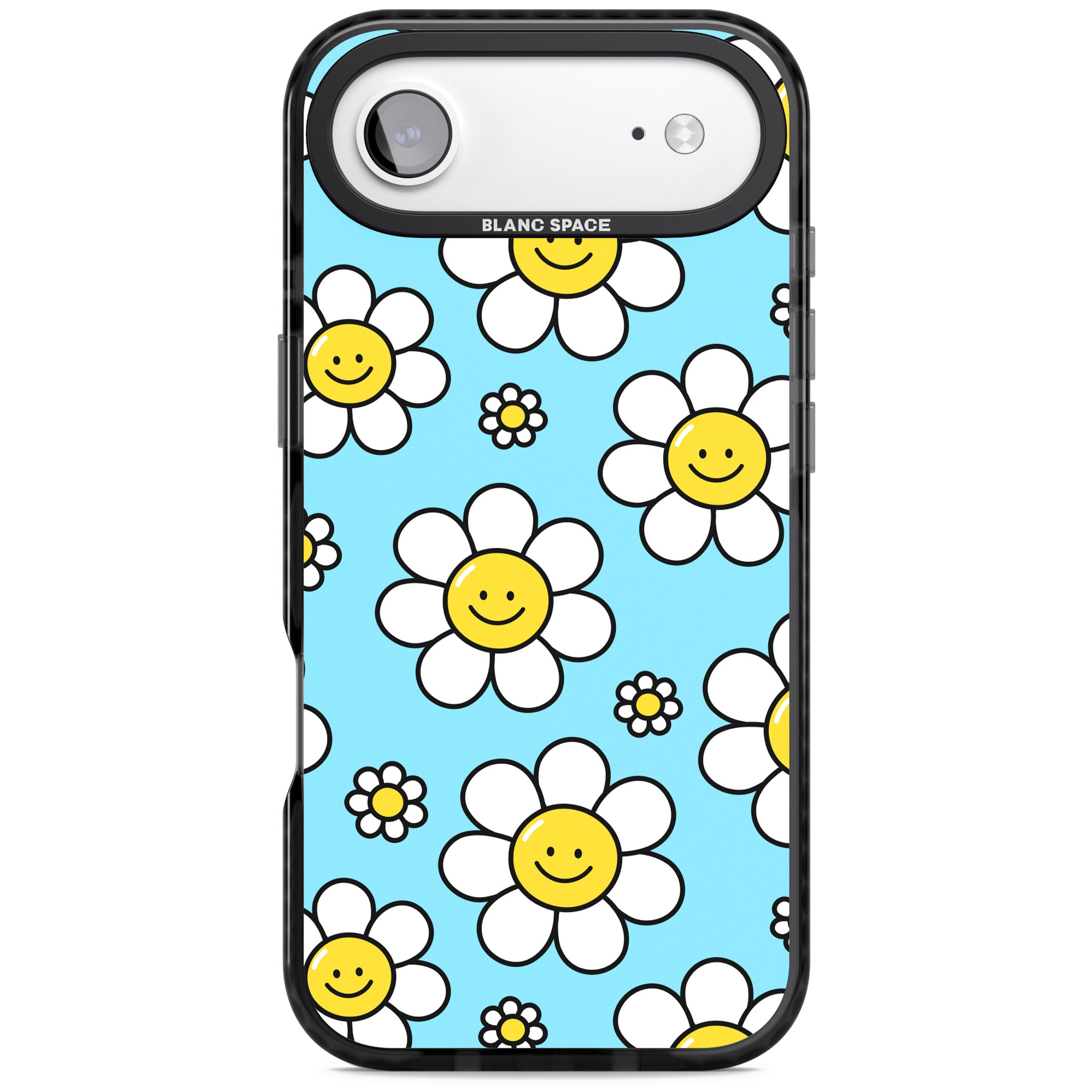 Daisy Faces Kawaii Pattern iPhone 17 Air Impact Black Phone Case