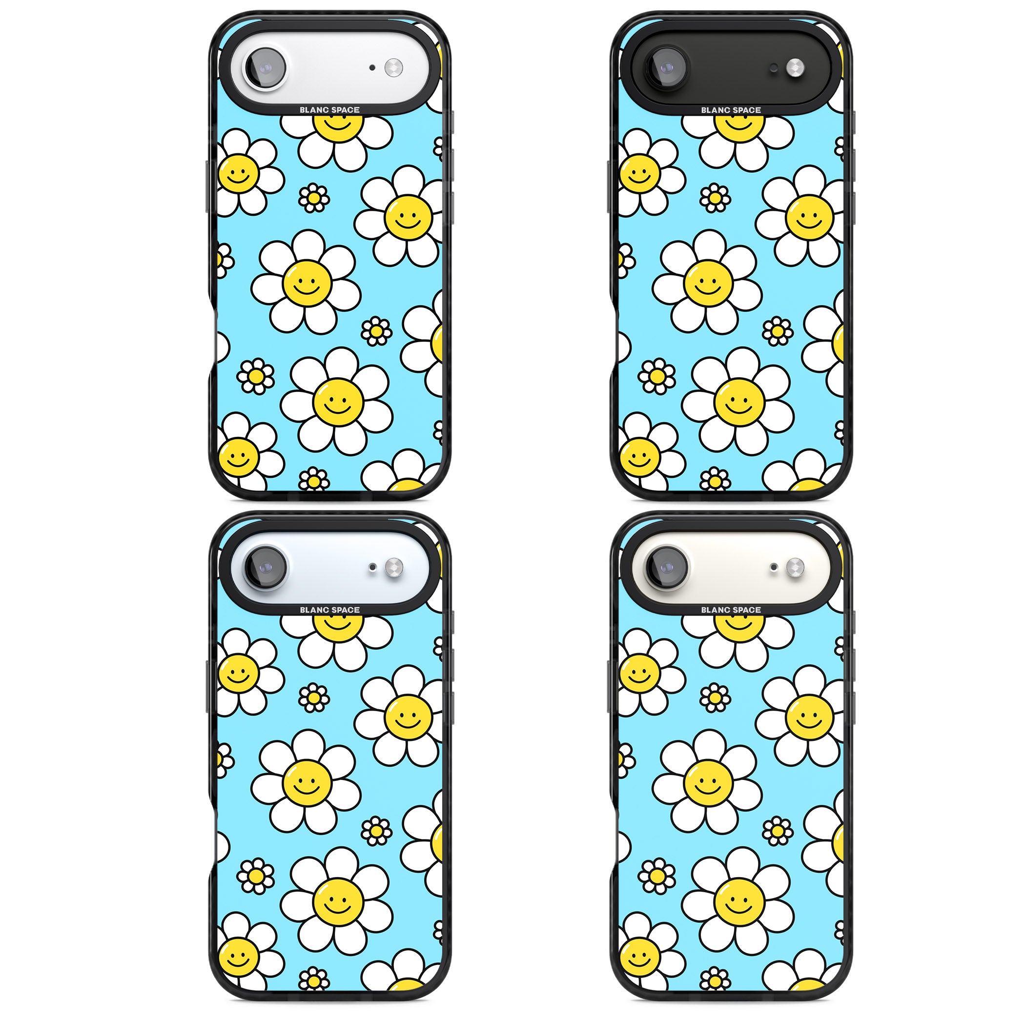 Daisy Faces Kawaii Pattern iPhone 17 Air Impact Black Phone Case APT Impact Protection