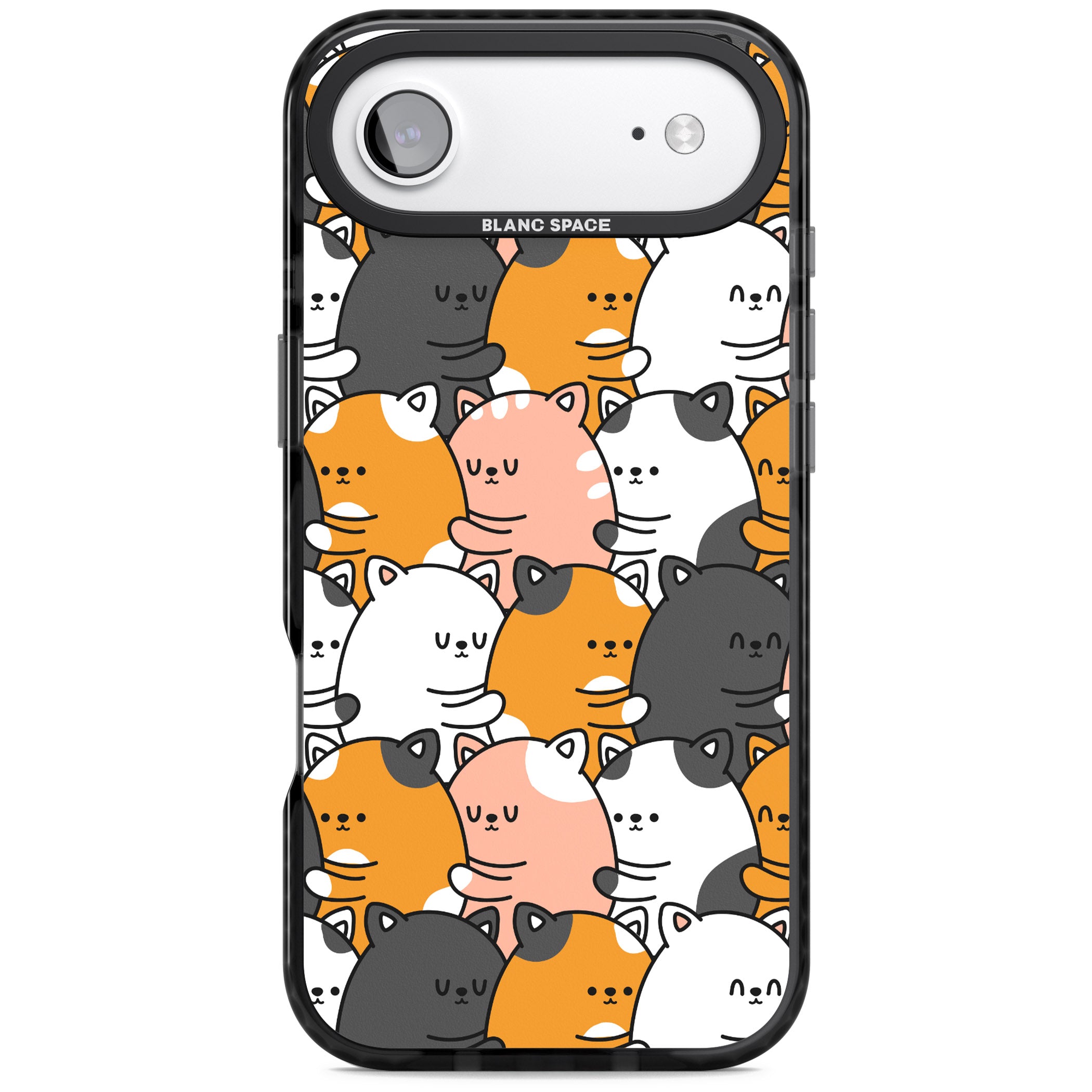 Spooning Cats Kawaii Pattern iPhone 17 Air Impact Black Phone Case