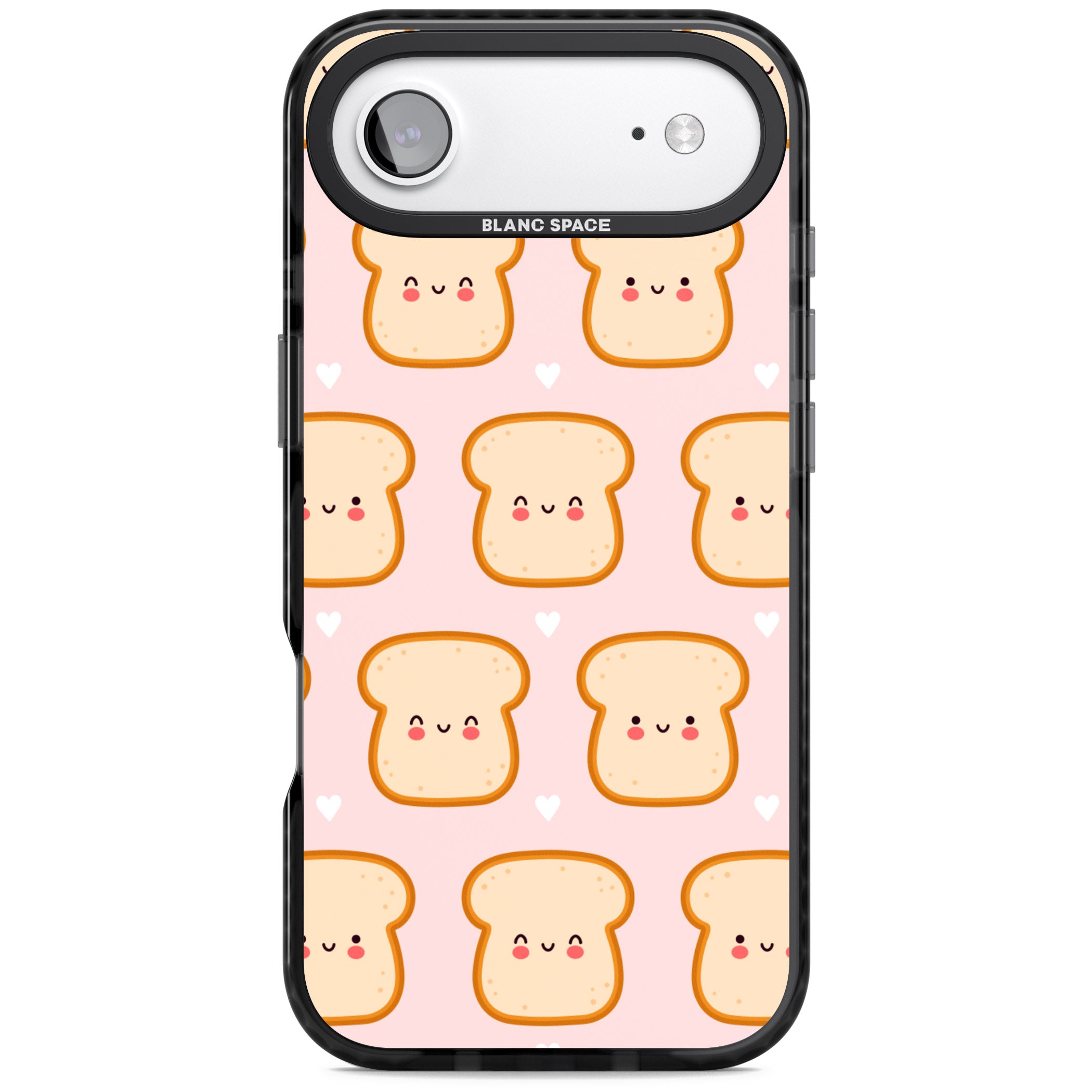 Bread Faces Kawaii Pattern iPhone 17 Air Impact Black Phone Case