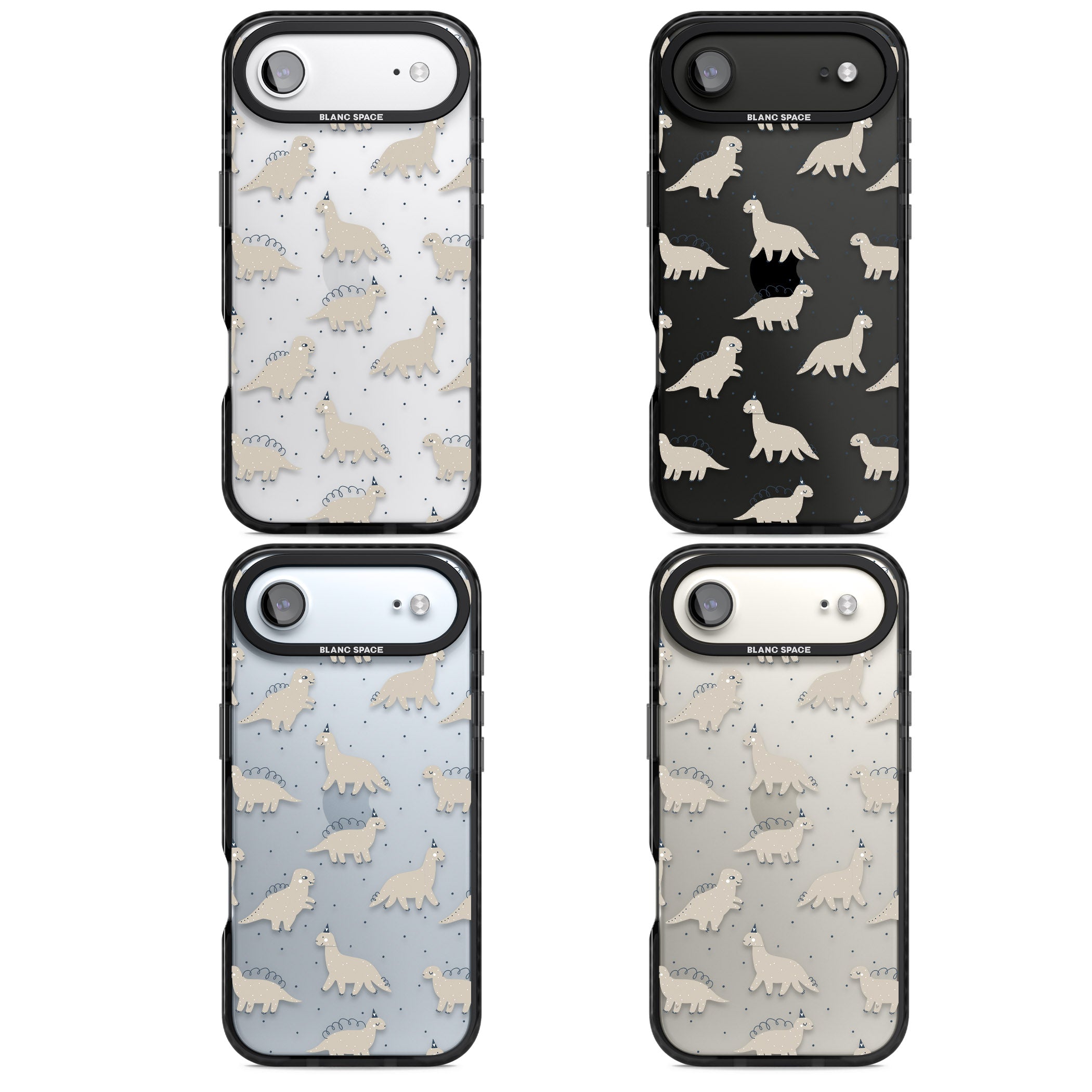 Adorable Dino Pattern iPhone 17 Air Impact Black Phone Case APT Impact Protection