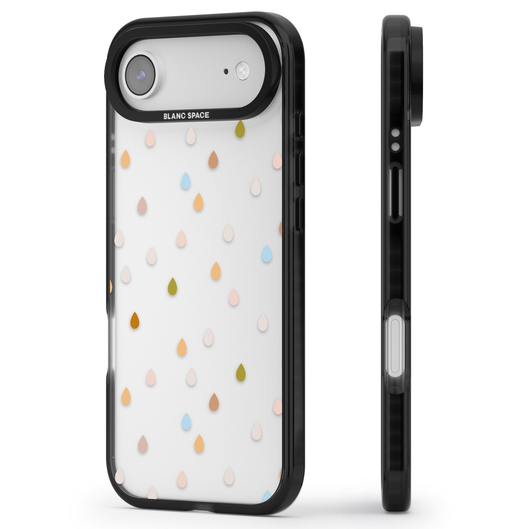Pastel Raindrops iPhone 17 Air Impact Black Phone Case Side Profile
