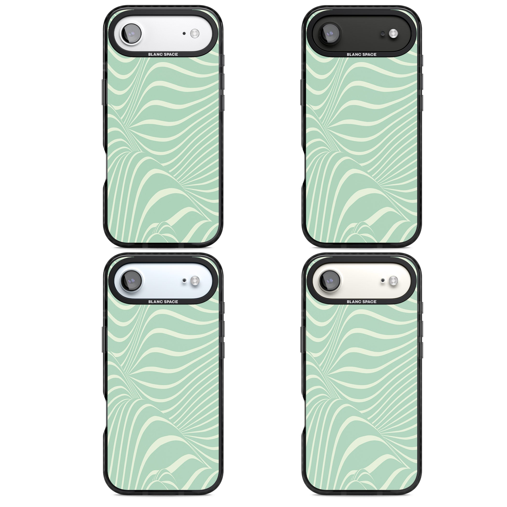 Mint Green Distorted Line iPhone 17 Air Impact Black Phone Case APT Impact Protection