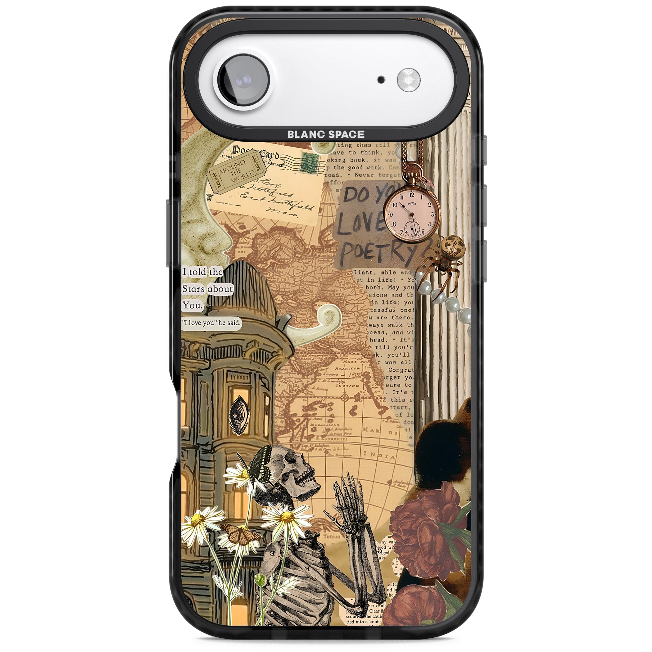 Skeleton Poetry iPhone 17 Air Impact Pro Black Phone Case