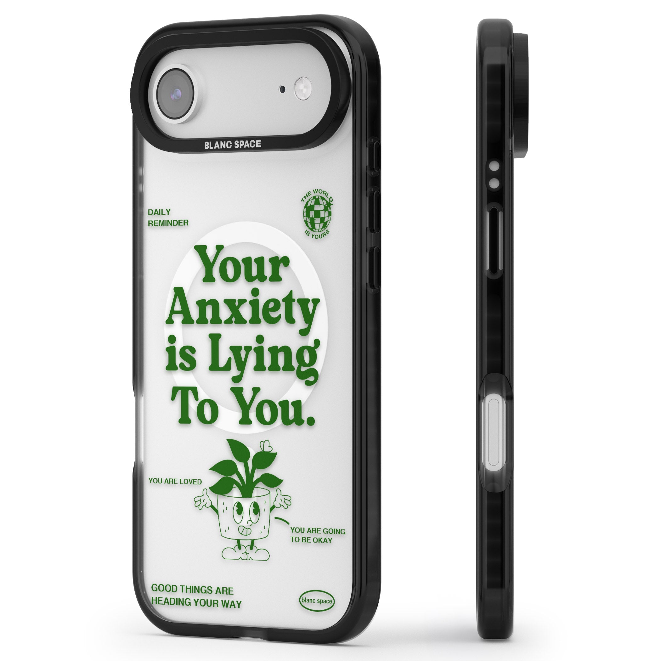 Your Anxiety Is Lying To You iPhone 17 Air Impact Pro Black Phone Case Side Profile