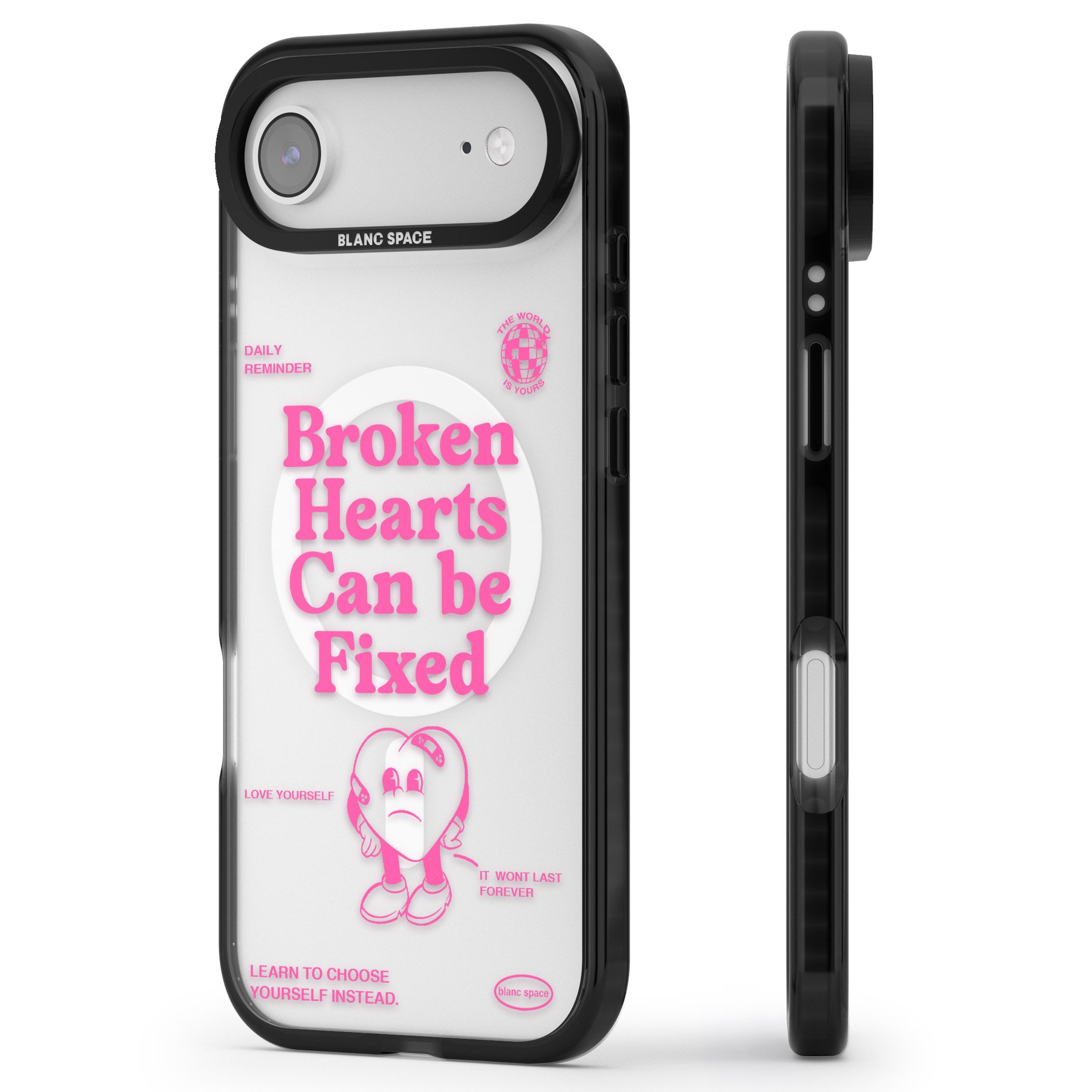 Broken Hearts Can Be Fixed iPhone 17 Air Impact Pro Black Phone Case Side Profile