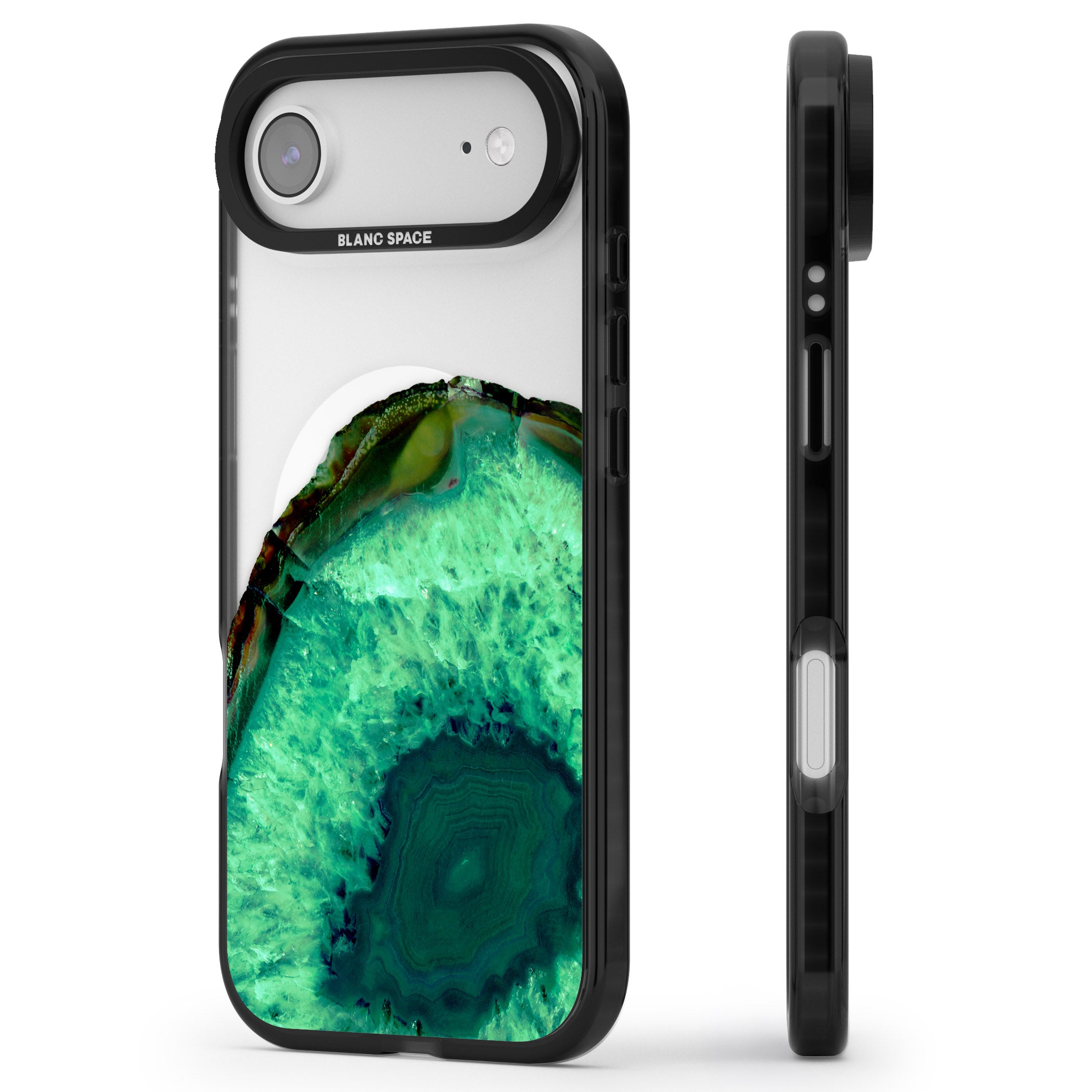 Emerald Geode iPhone 17 Air Impact Pro Black Phone Case Side Profile