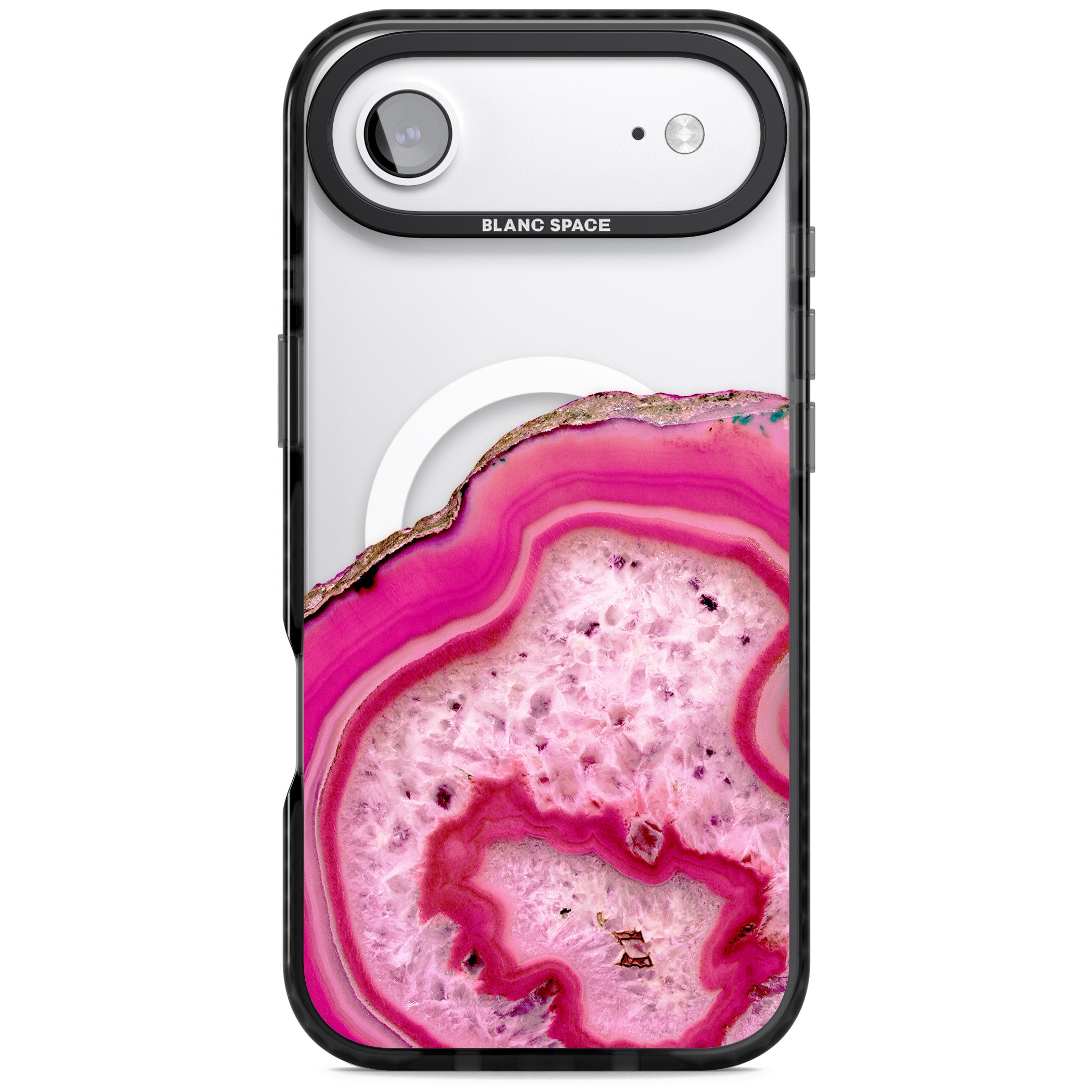 Pink Geode Crystal iPhone 17 Air Impact Pro Black Phone Case