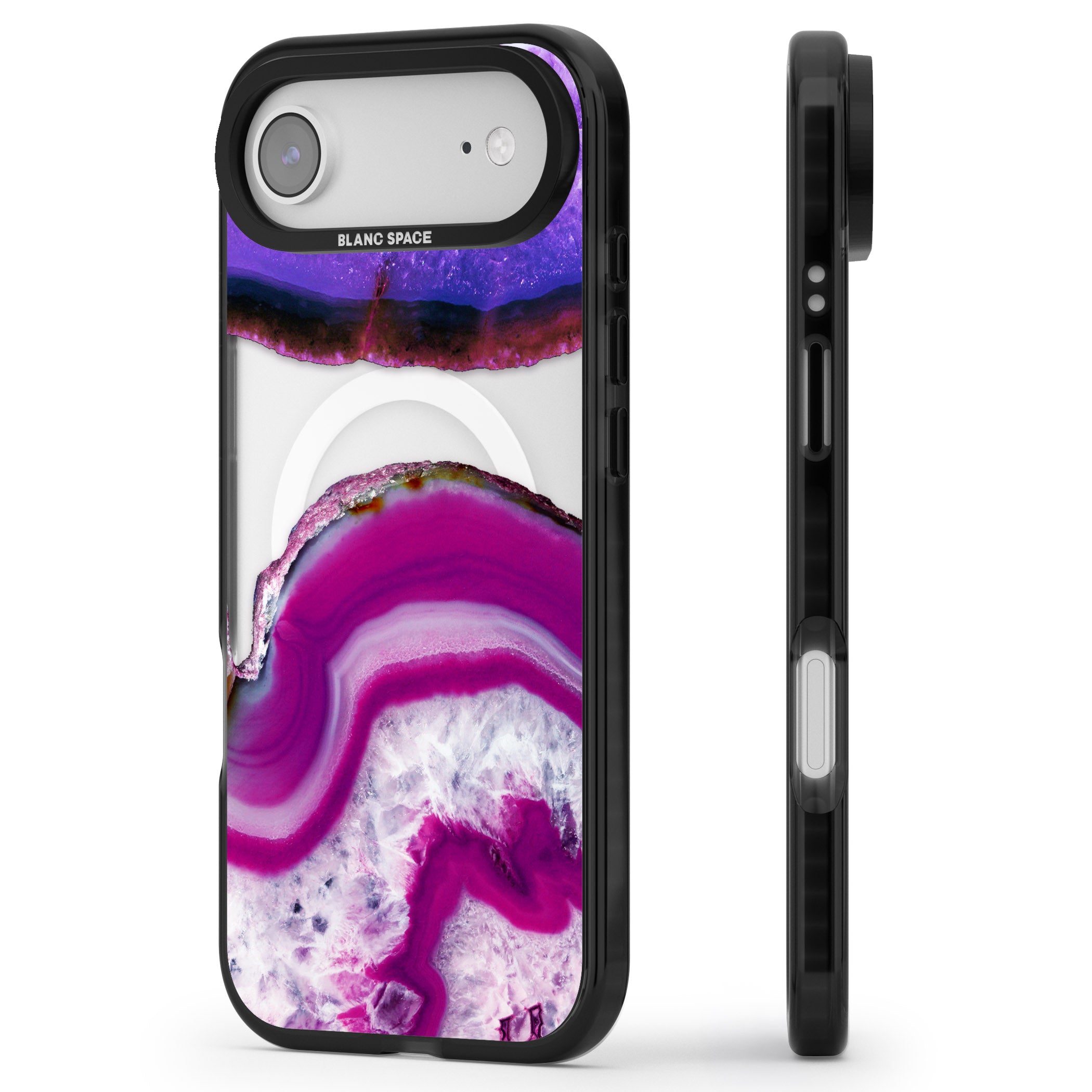 Amethyst Crystal Slice iPhone 17 Air Impact Pro Black Phone Case Side Profile