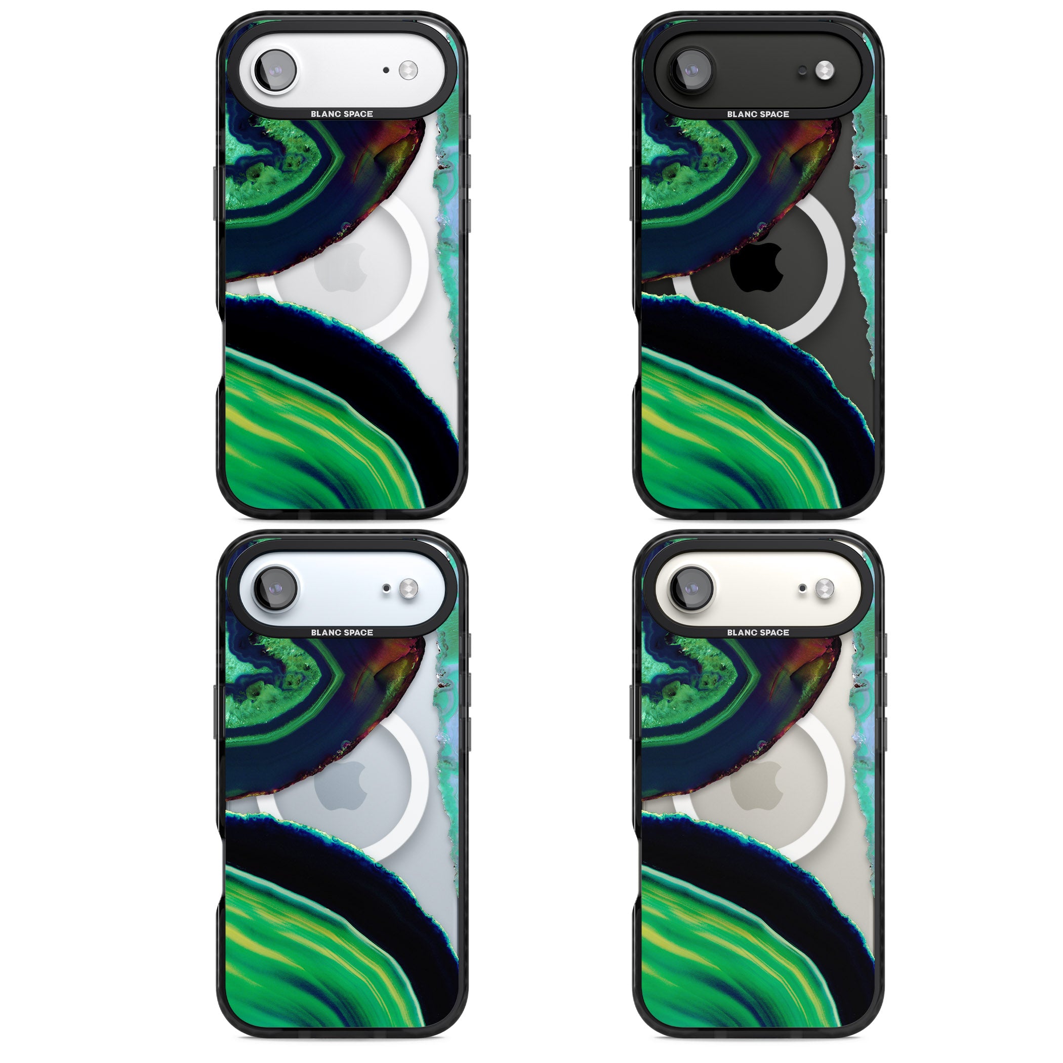 Green Geode Glow iPhone 17 Air Impact Pro Black Phone Case APT Impact Protection