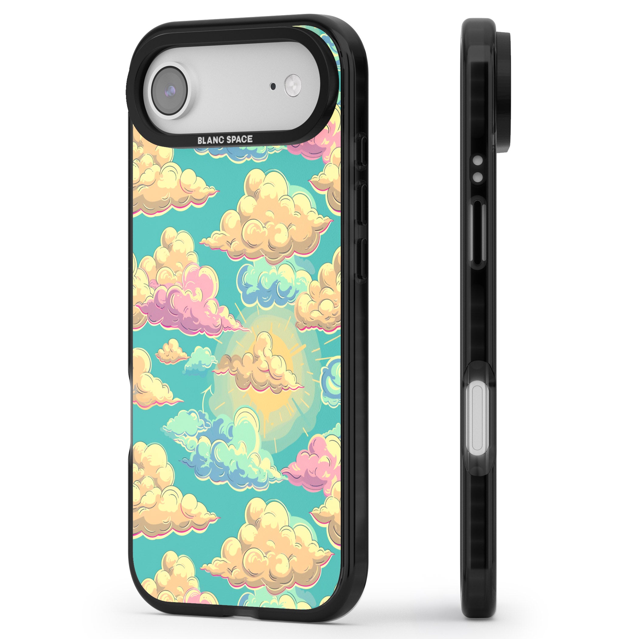 Pastel Clouds iPhone 17 Air Impact Pro Black Phone Case Side Profile
