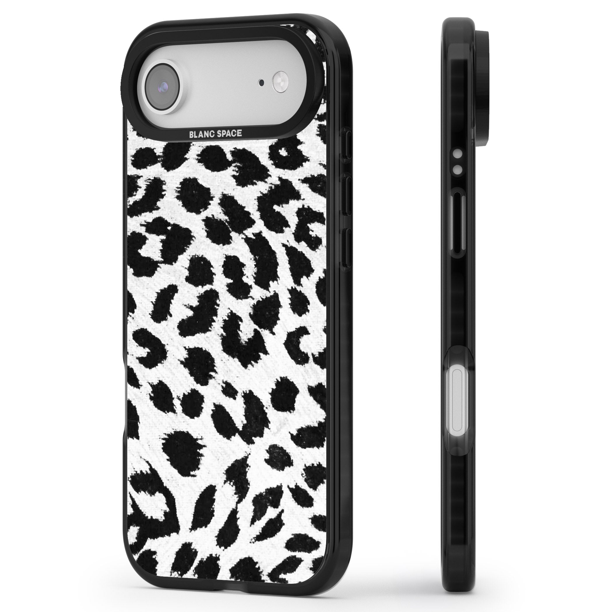 Rar Leopard Print White iPhone 17 Air Impact Pro Black Phone Case Side Profile