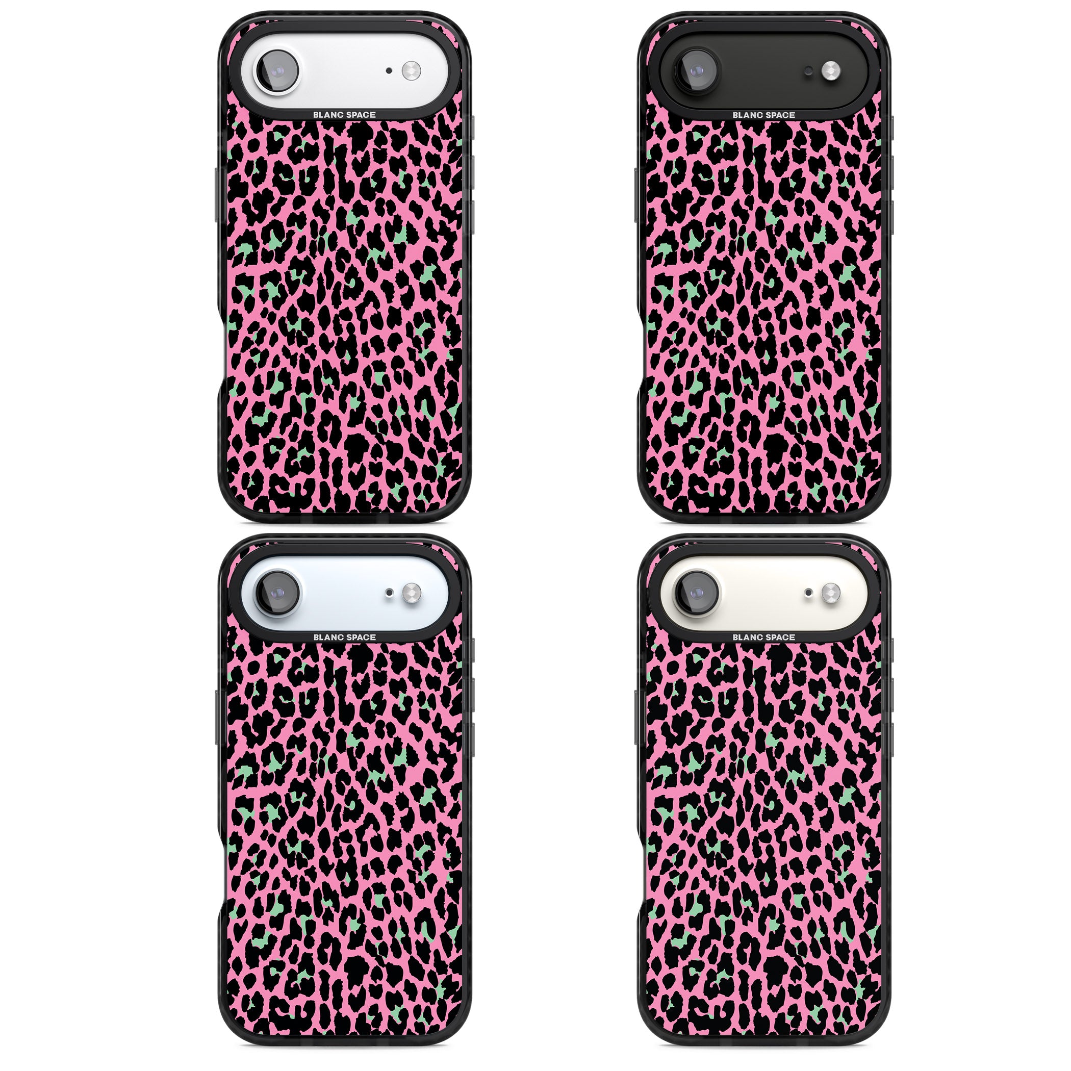 Pink & Green Leopard iPhone 17 Air Impact Pro Black Phone Case APT Impact Protection