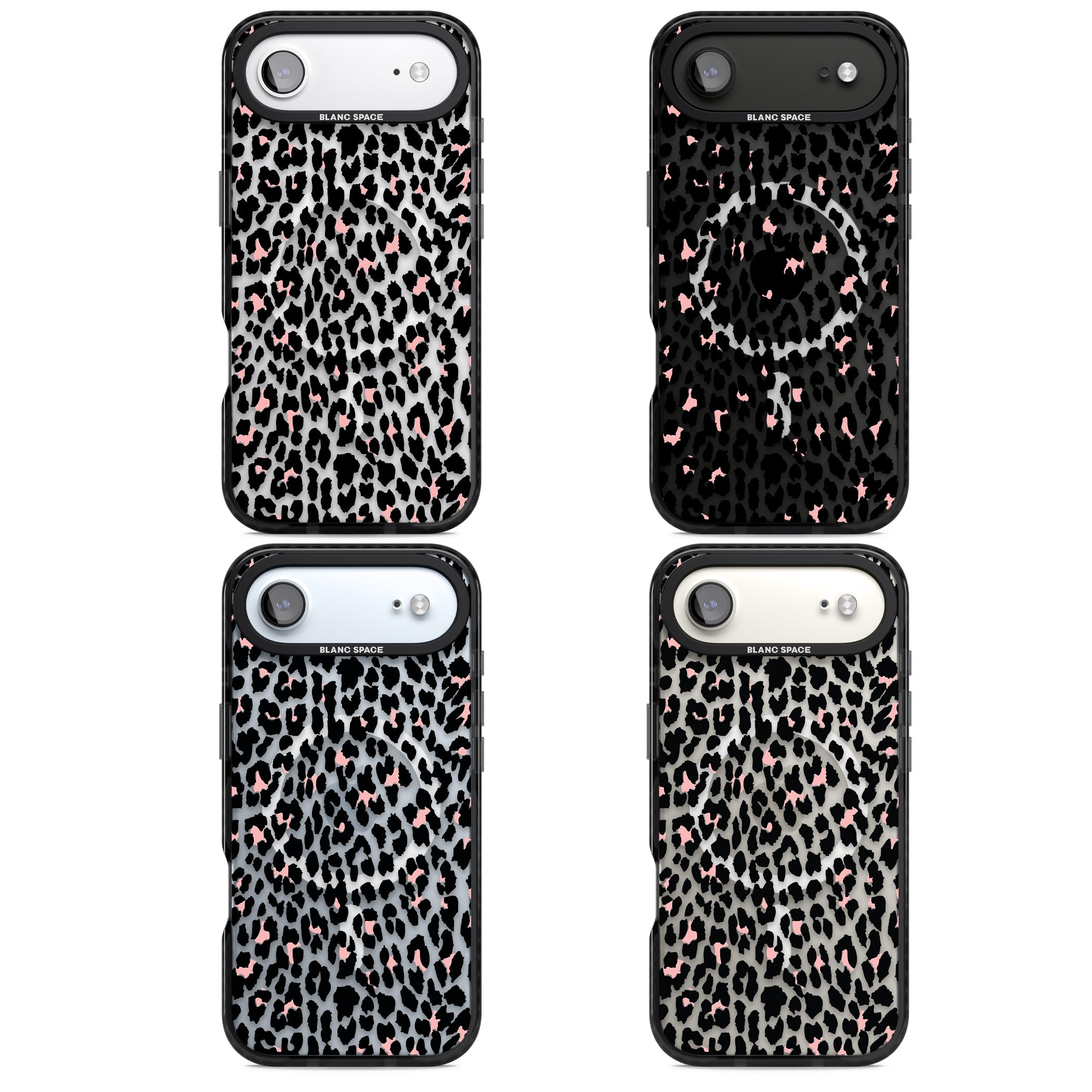 Pink Leopard Print iPhone 17 Air Impact Pro Black Phone Case APT Impact Protection