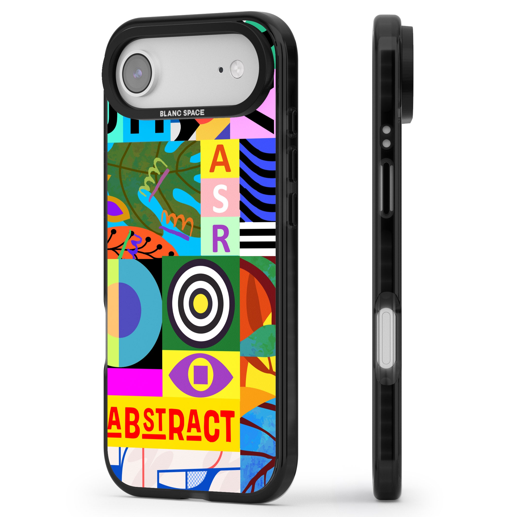 Abstract Pattern Patchwork iPhone 17 Air Impact Pro Black Phone Case Side Profile