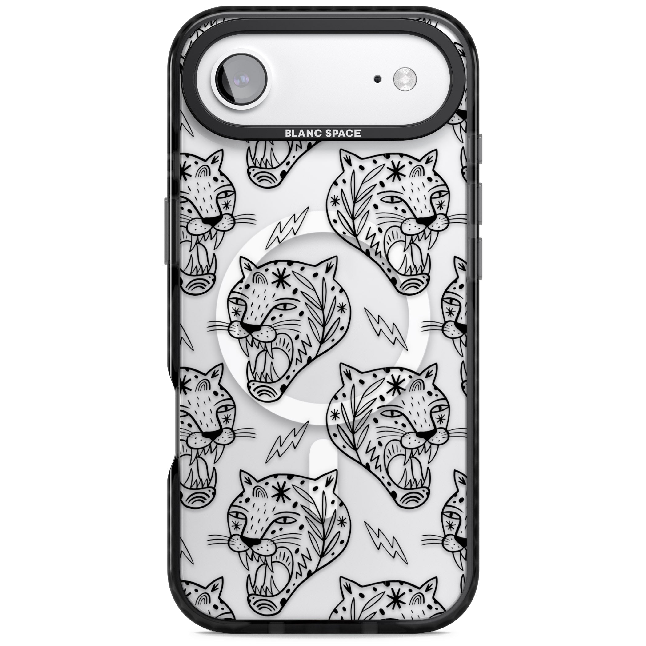 Black Tiger Roar Pattern iPhone 17 Air Impact Pro Black Phone Case