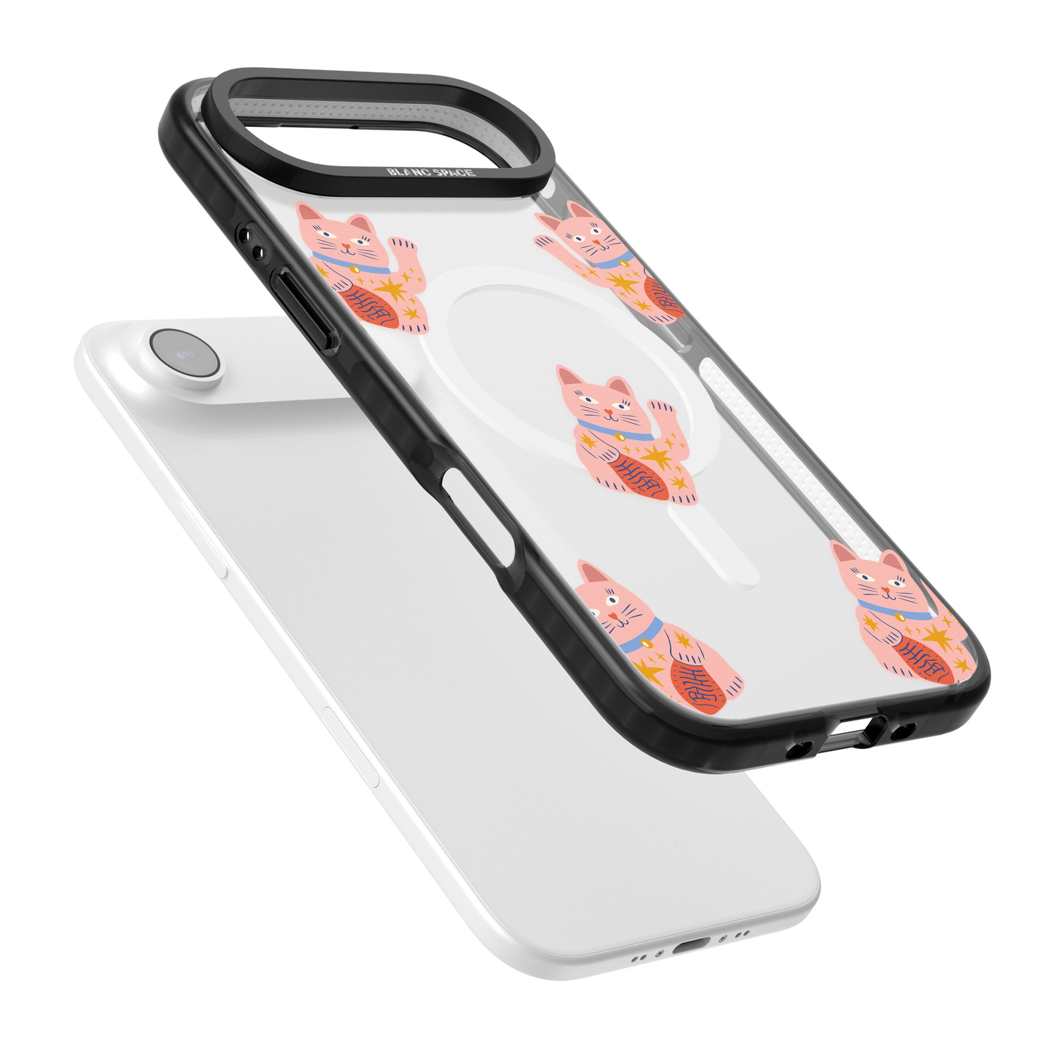 Waving Cat Pattern iPhone 17 Air Impact Pro Black Phone Case Colours