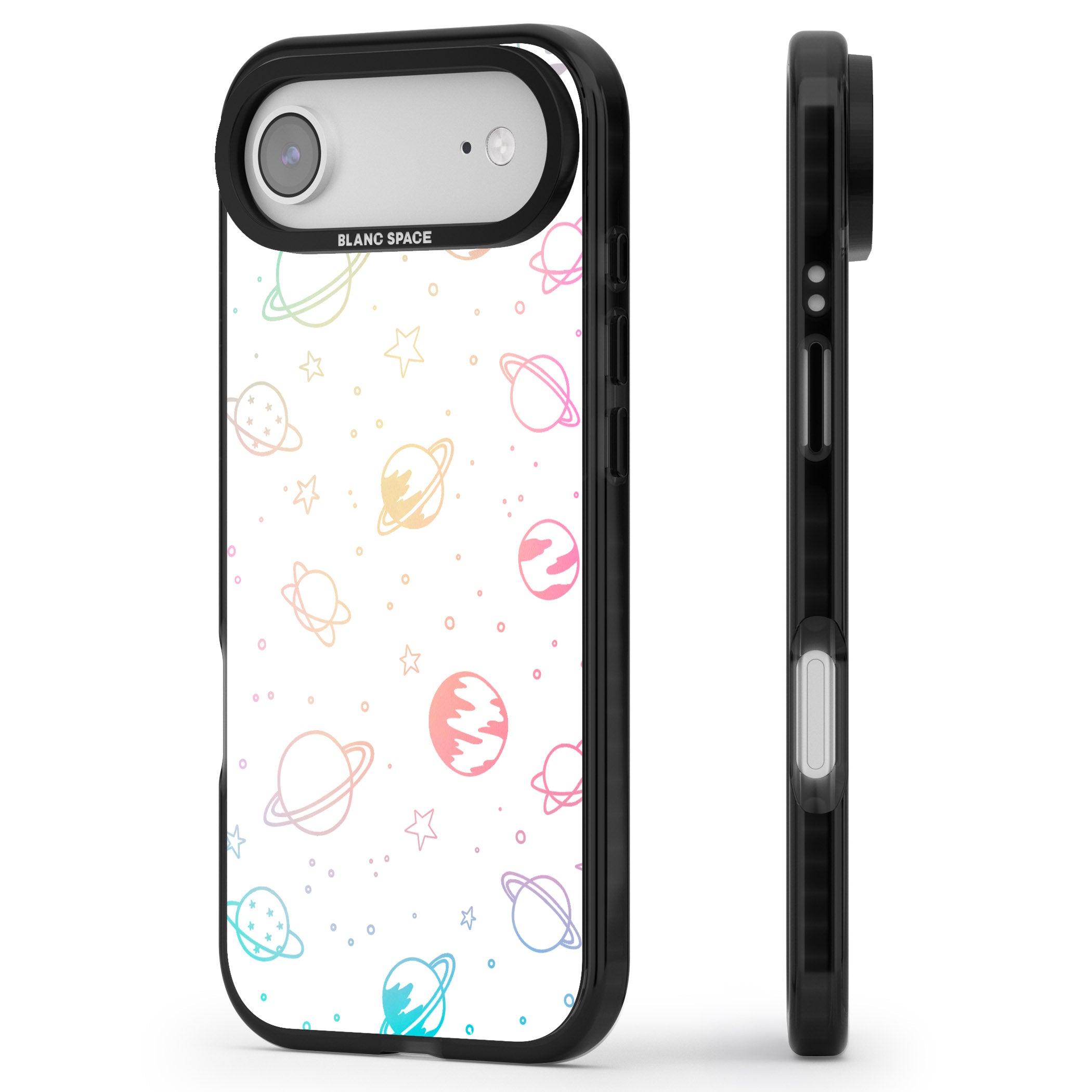 Pastel Cosmic Galaxy iPhone 17 Air Impact Pro Black Phone Case Side Profile