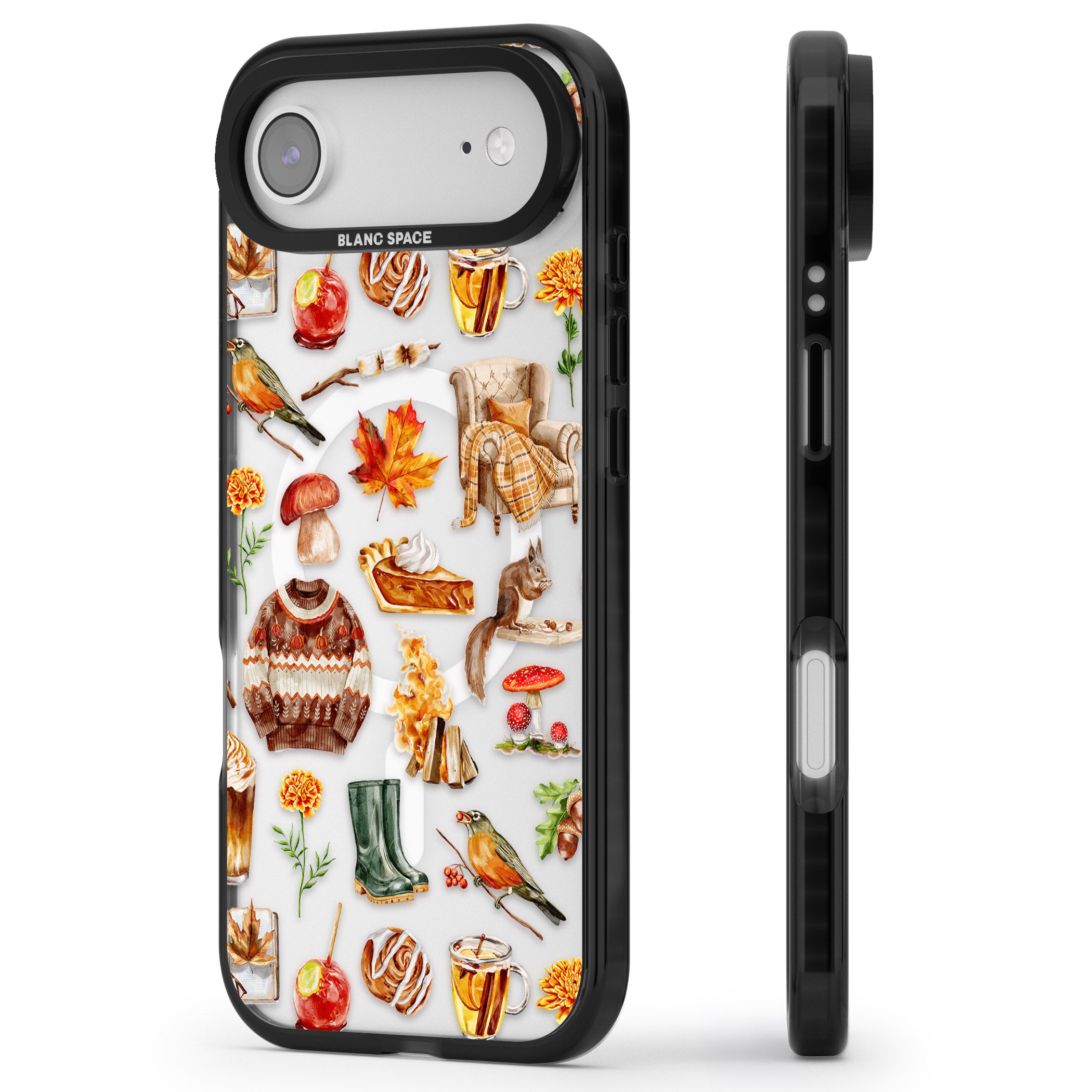 Cozy Autumn Aesthetic iPhone 17 Air Impact Pro Black Phone Case Side Profile