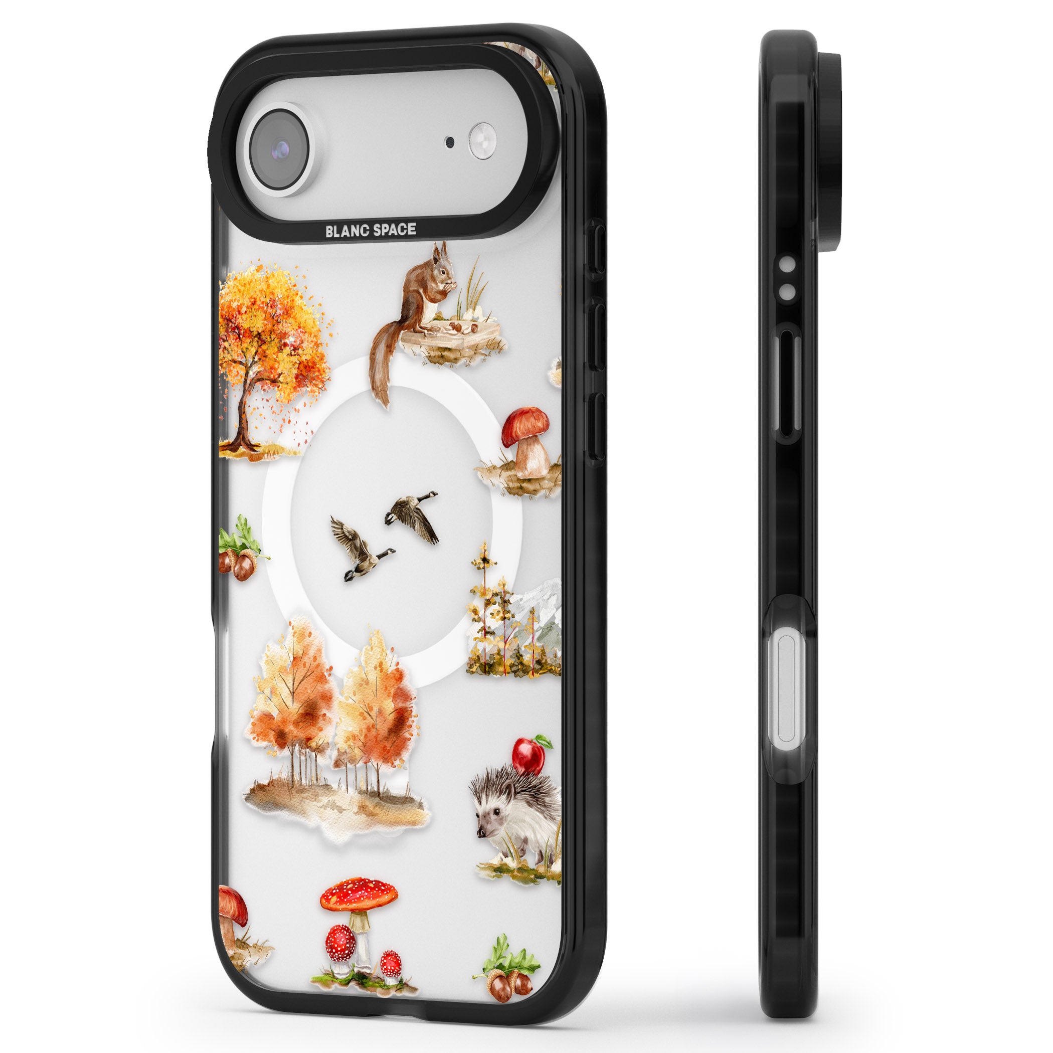 Fall Forest Friends iPhone 17 Air Impact Pro Black Phone Case Side Profile