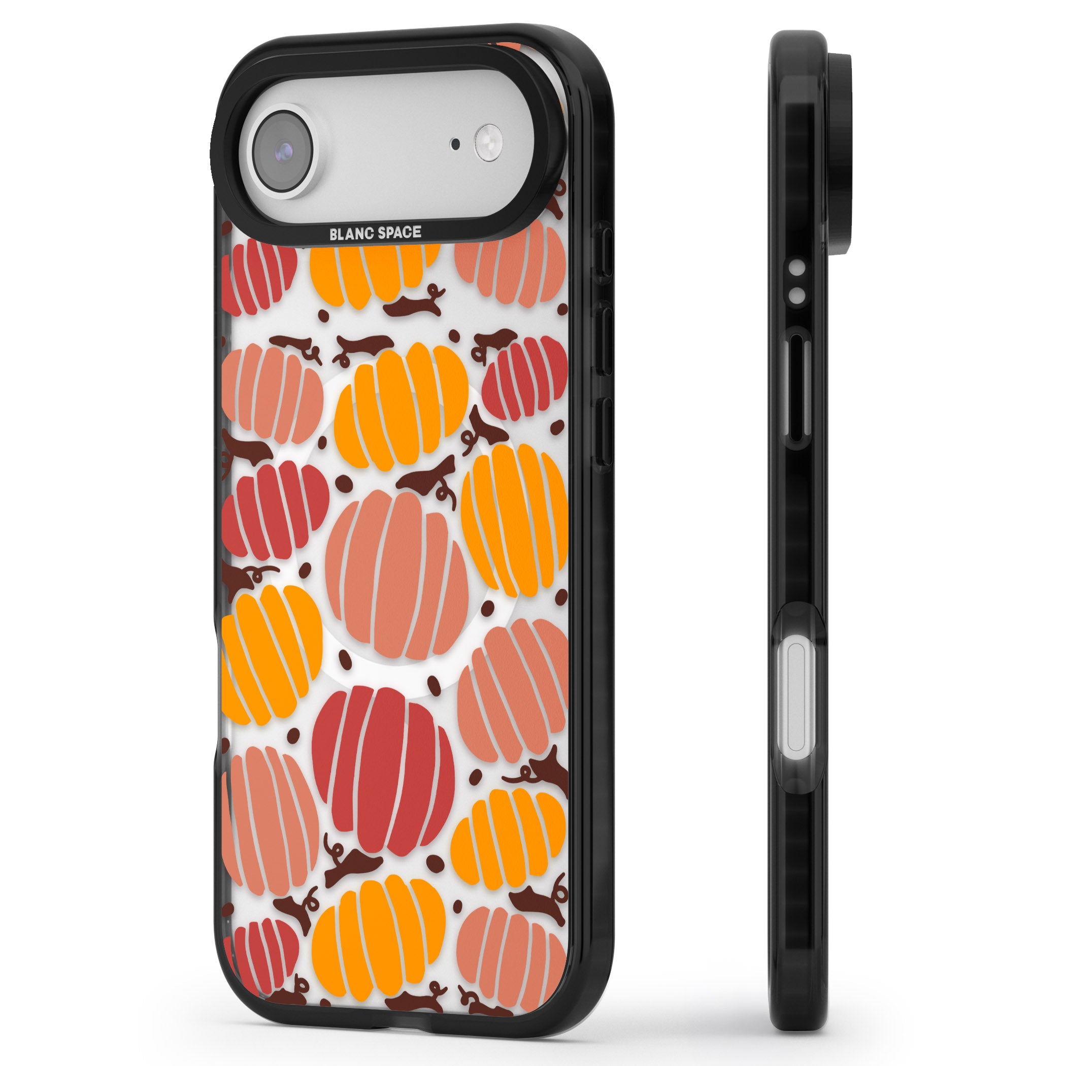 Autumn Pumpkin Patch iPhone 17 Air Impact Pro Black Phone Case Side Profile