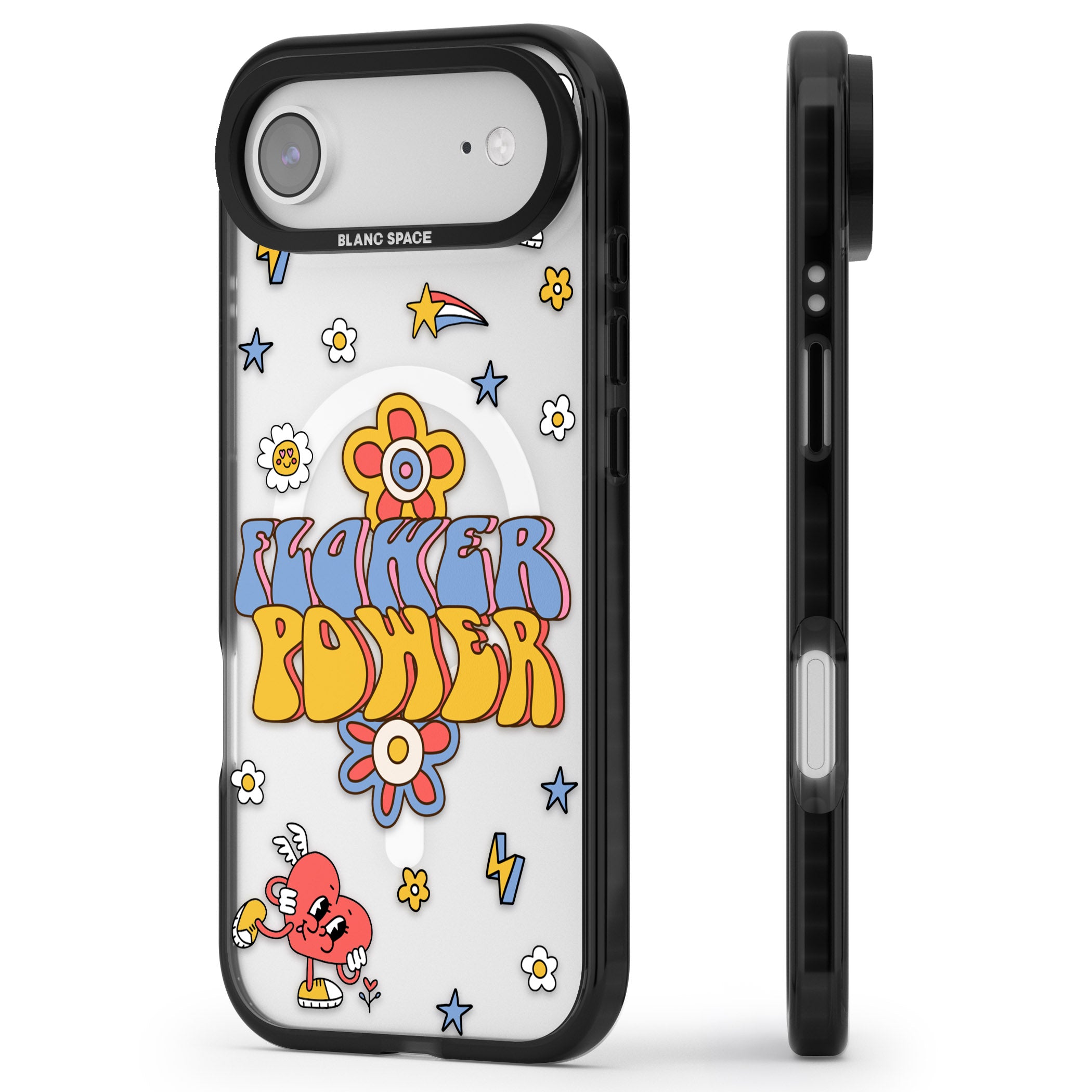 Flower Power iPhone 17 Air Impact Pro Black Phone Case Side Profile