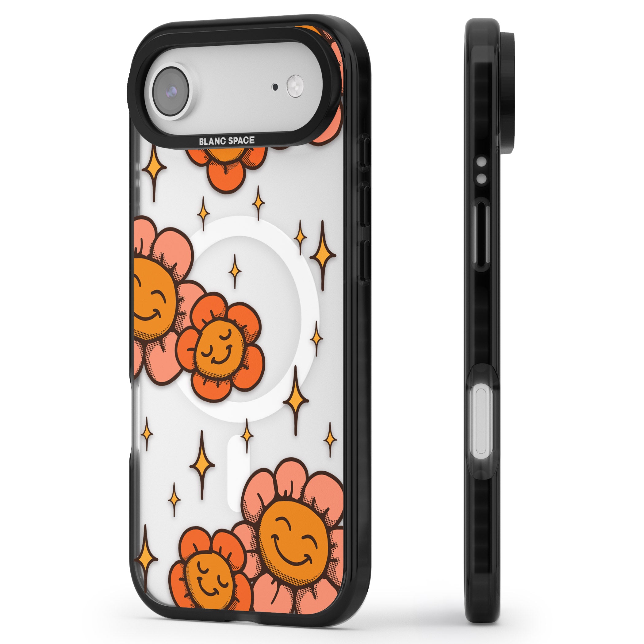 Mellow Flowers iPhone 17 Air Impact Pro Black Phone Case Side Profile
