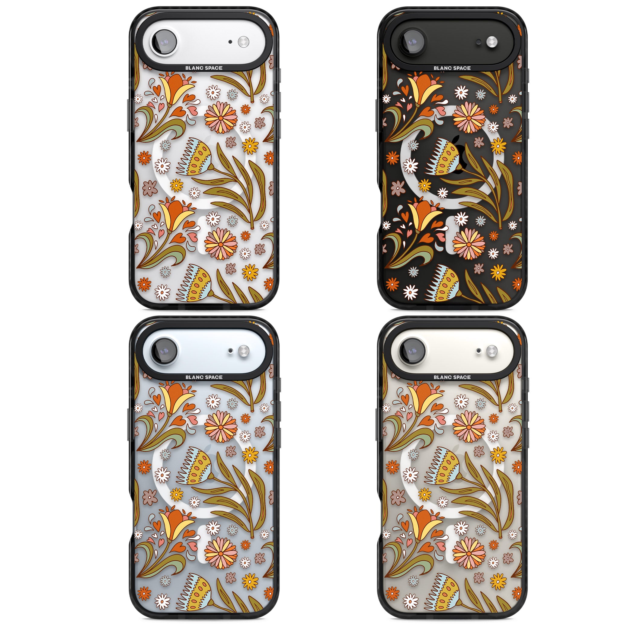 Boho Celestial Wildflower iPhone 17 Air Impact Pro Black Phone Case APT Impact Protection
