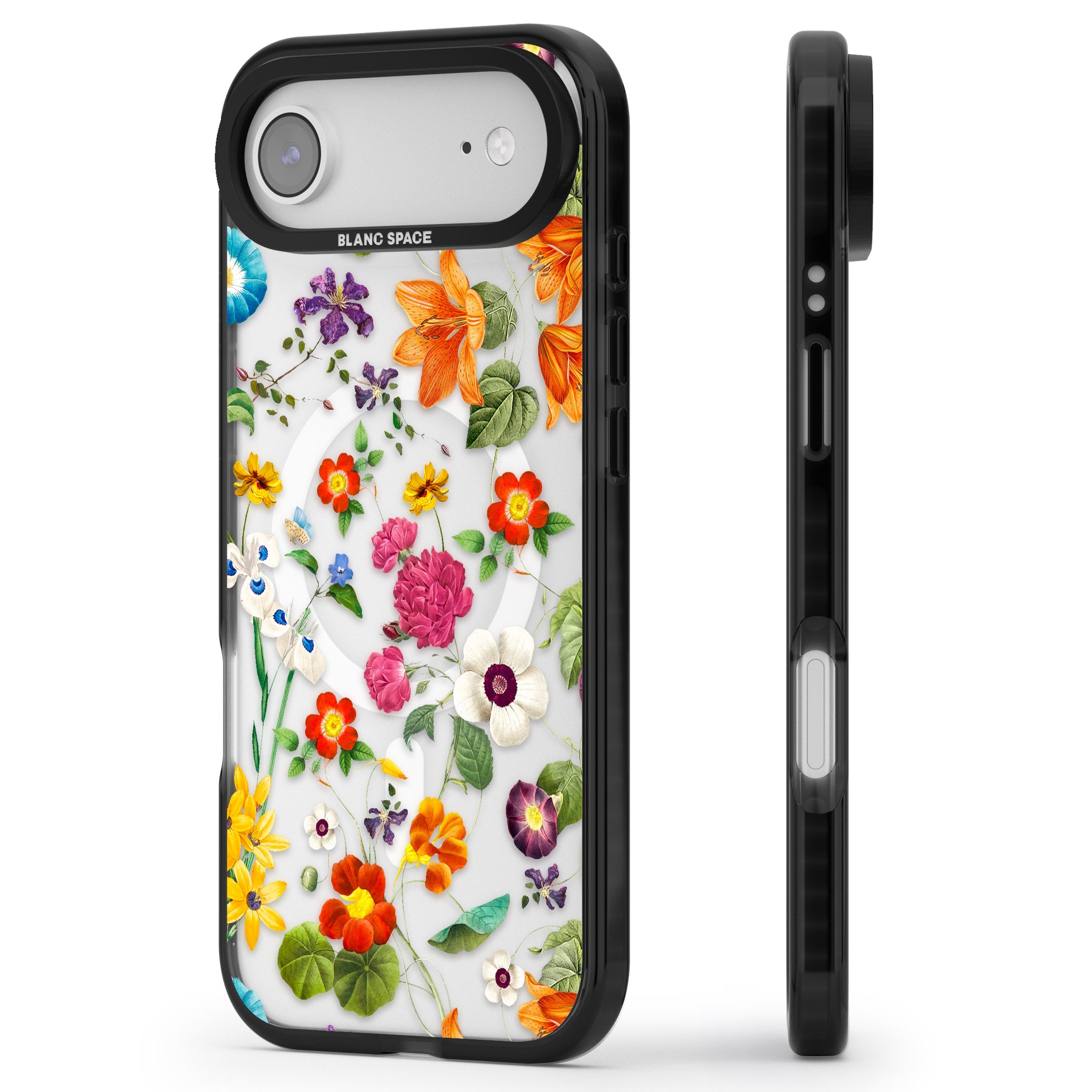 Whimsical Wildflowers iPhone 17 Air Impact Pro Black Phone Case Side Profile