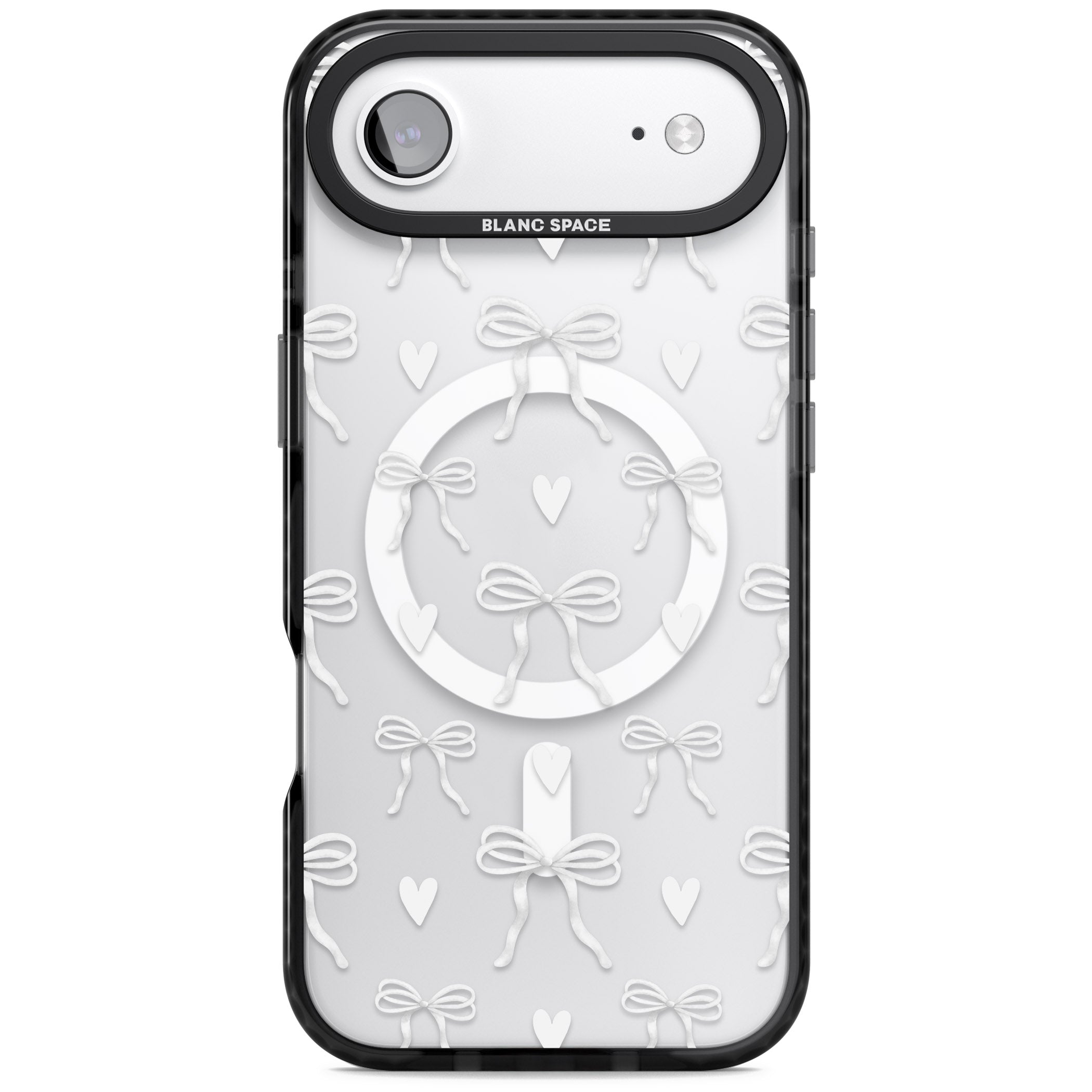 White Bows & Hearts iPhone 17 Air Impact Pro Black Phone Case