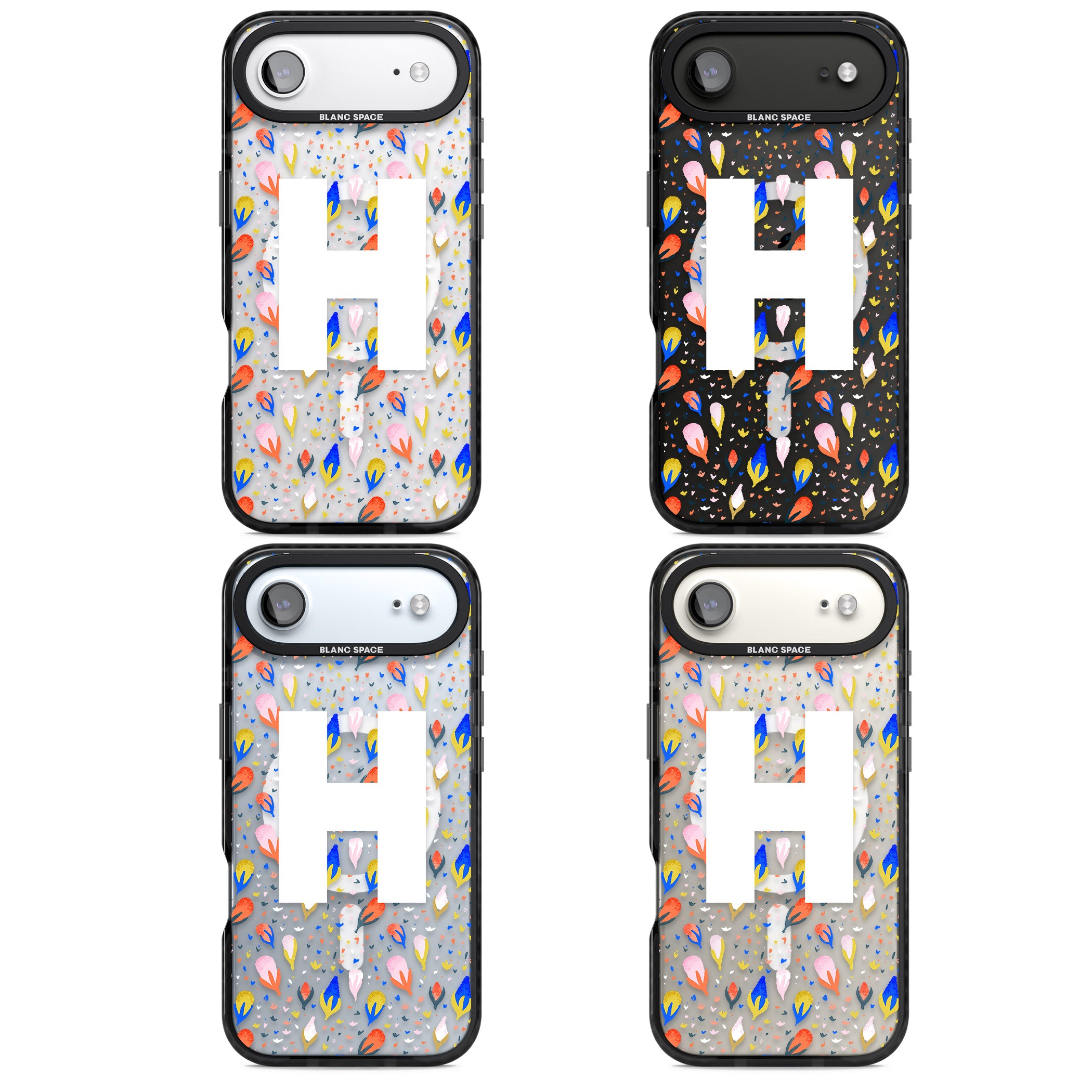 Personalised Abstract Floral Initial iPhone 17 Air Impact Pro Black Phone Case APT Impact Protection