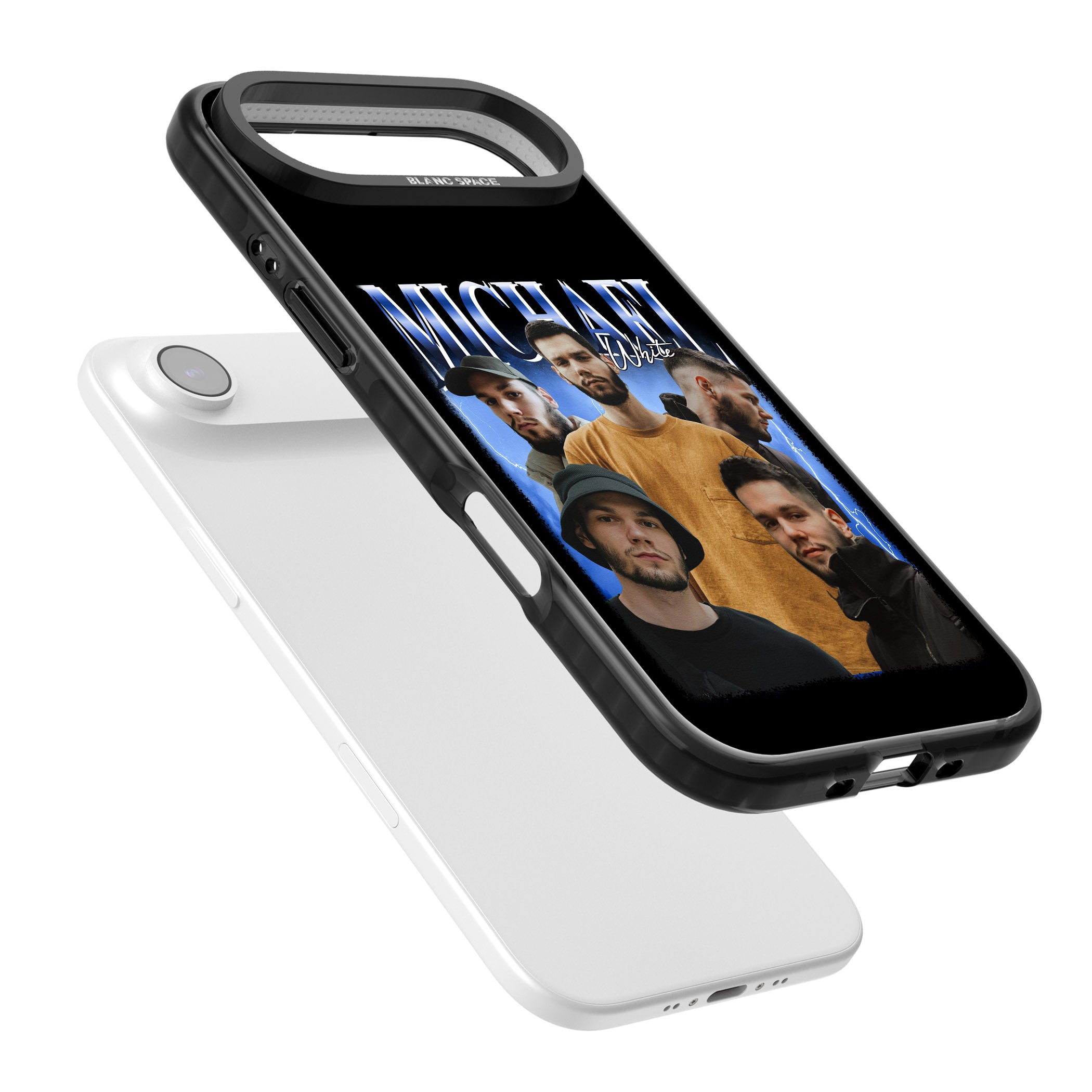 Personalised Airbrush Name & Photo Collage (Blue) iPhone 17 Air Impact Pro Black Phone Case Colours