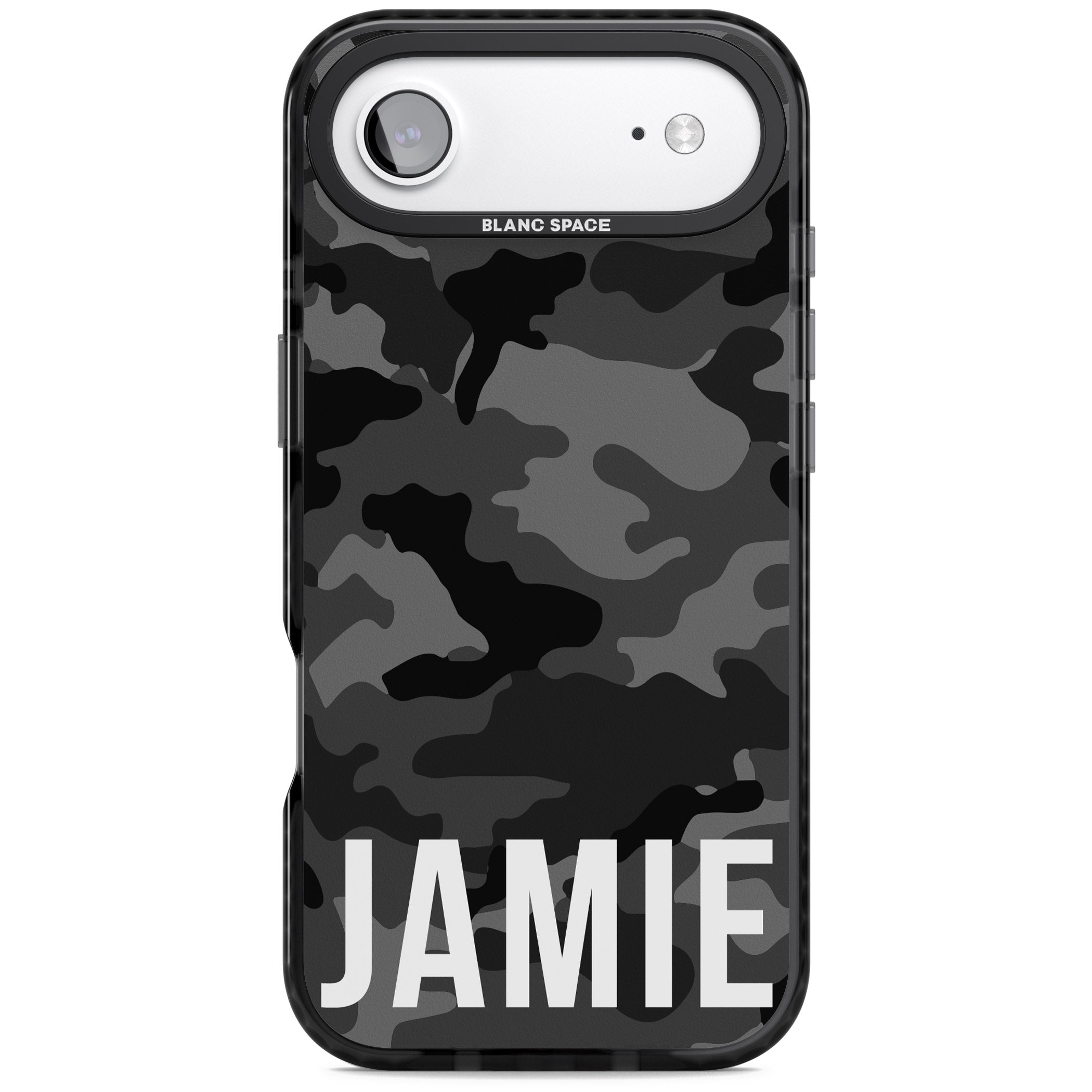 Personalised Black Camo Name Horizontal iPhone 17 Air Impact Pro Black Phone Case