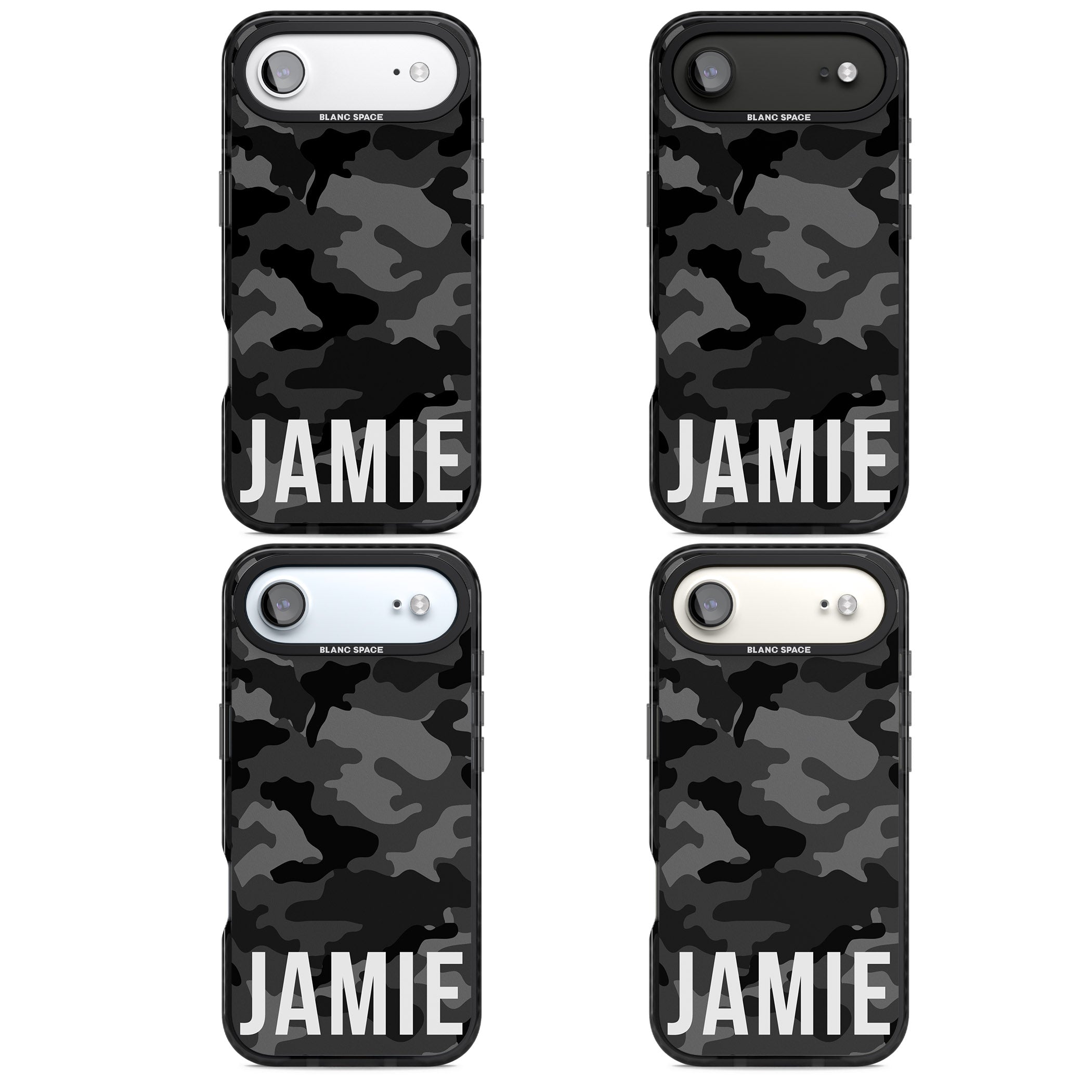 Personalised Black Camo Name Horizontal iPhone 17 Air Impact Pro Black Phone Case APT Impact Protection