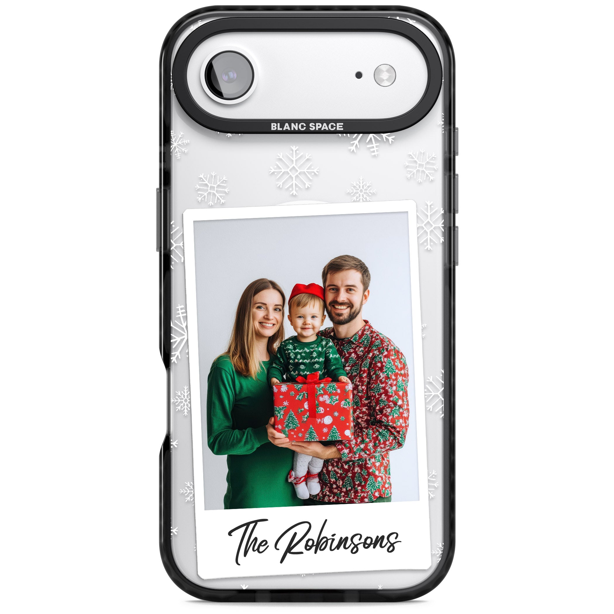 Personalised Snowflake Photo iPhone 17 Air Impact Pro Black Phone Case